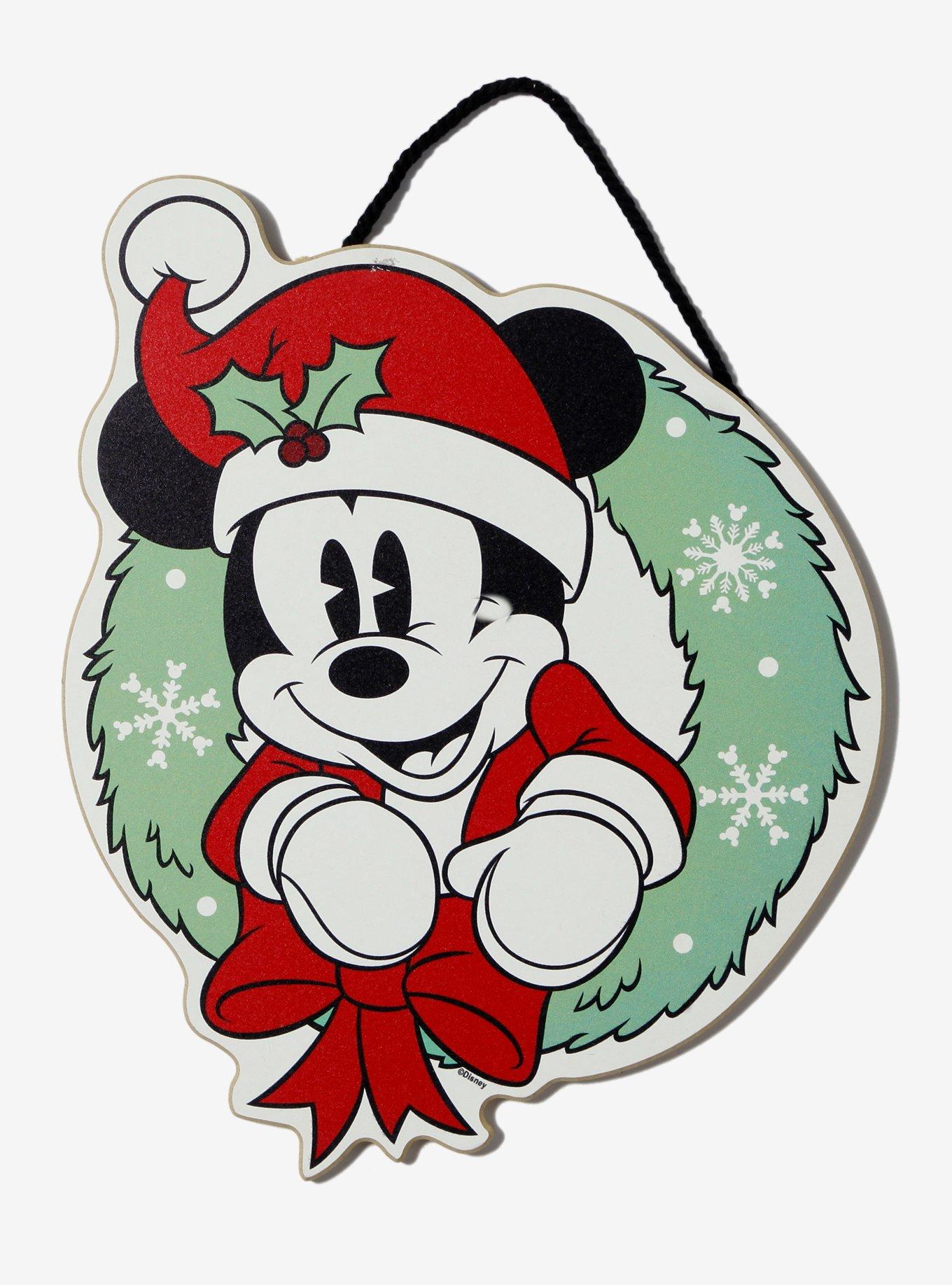 Disney Mickey Mouse Santa Holiday Wreath Wall Sign, , hi-res