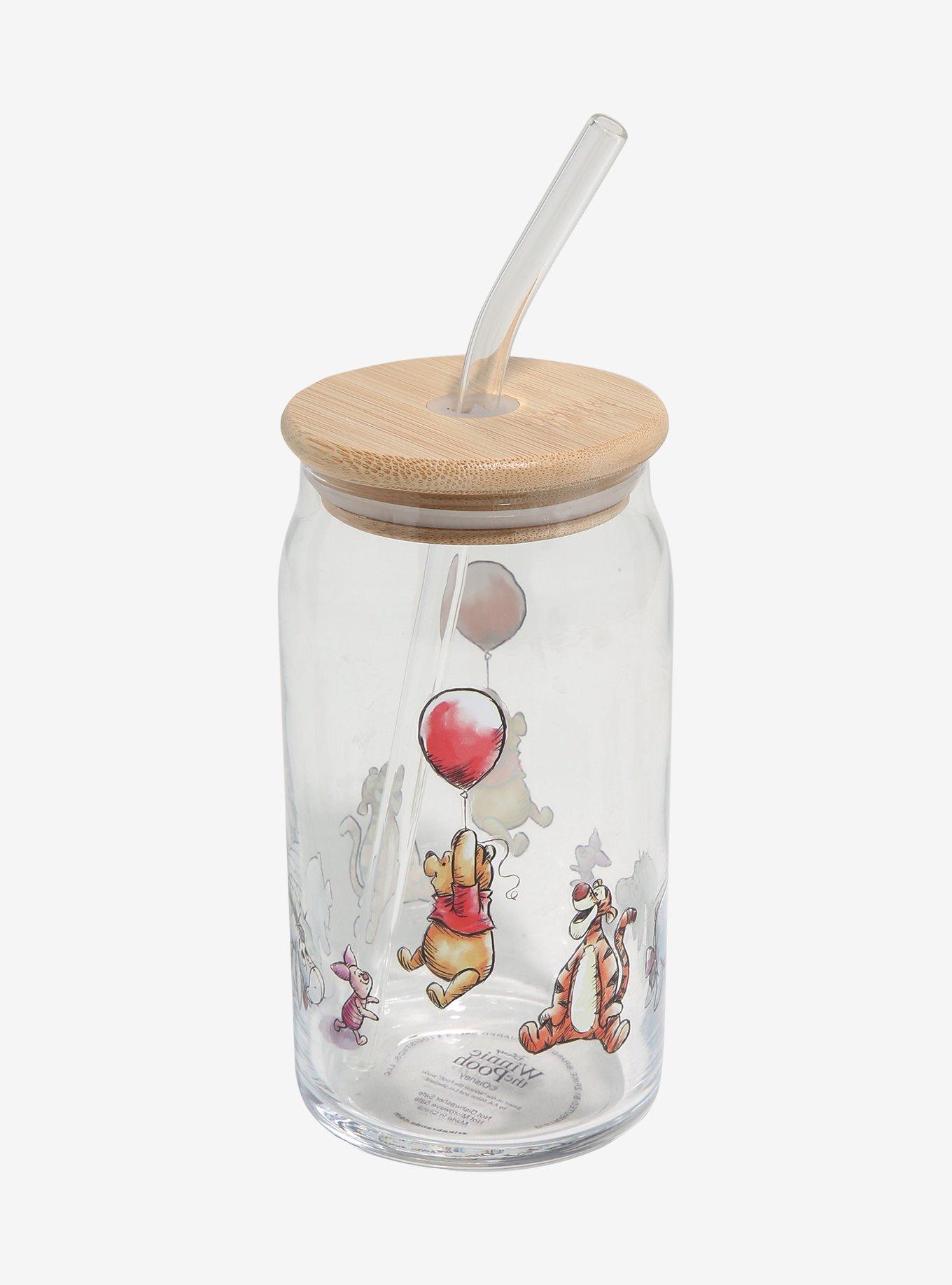 Disney Winnie the Pooh Illustrated Glass Tumbler with Straw, , hi-res