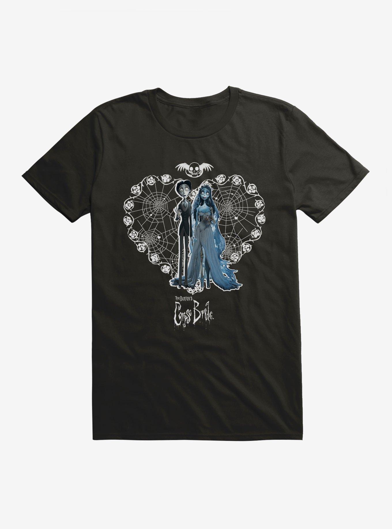 Corpse Bride Spiderweb Heart Portrait T-Shirt, , hi-res