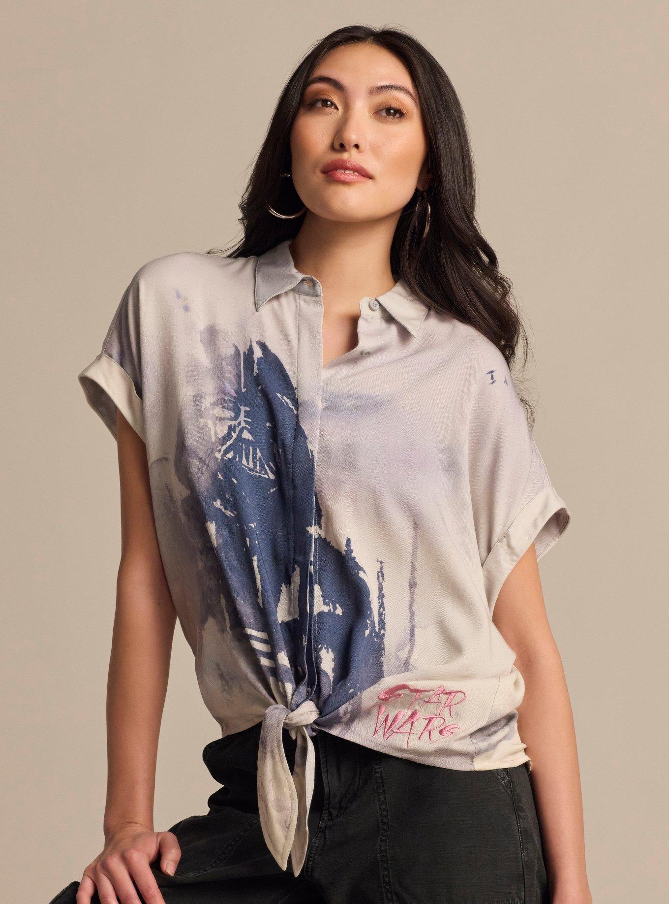 Her Universe Star Wars Darth Vader Watercolor Tie-Front Woven Button-Up Her Universe Exclusive 