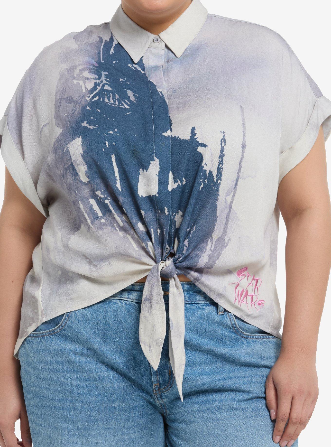 Her Universe Star Wars Darth Vader Watercolor Tie-Front Woven Button-Up Plus Size Her Universe Exclusive 