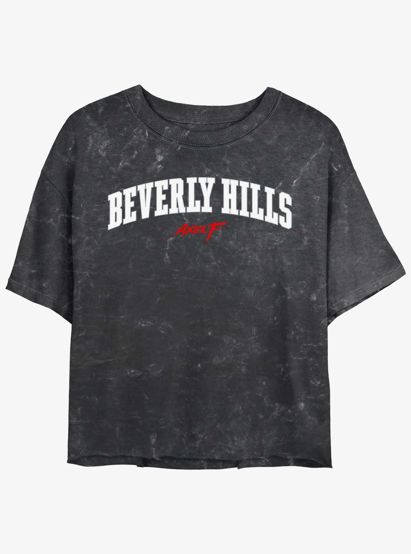 Beverly Hills Cop Collegiate Hills Womens Mineral Wash Crop T-Shirt, BLACK, hi-res