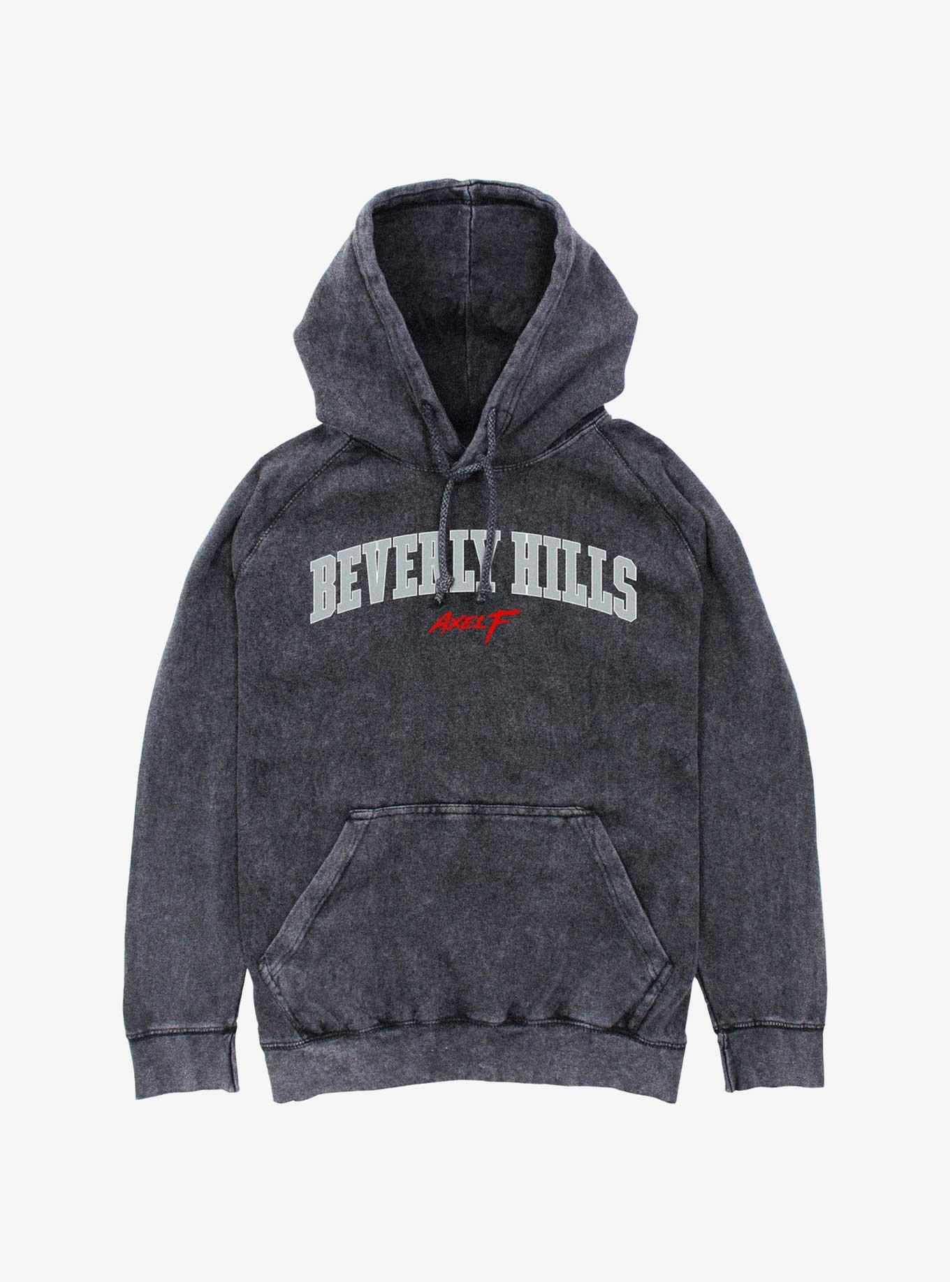 Beverly Hills Cop Collegiate Mineral Wash Hoodie, BLACK, hi-res