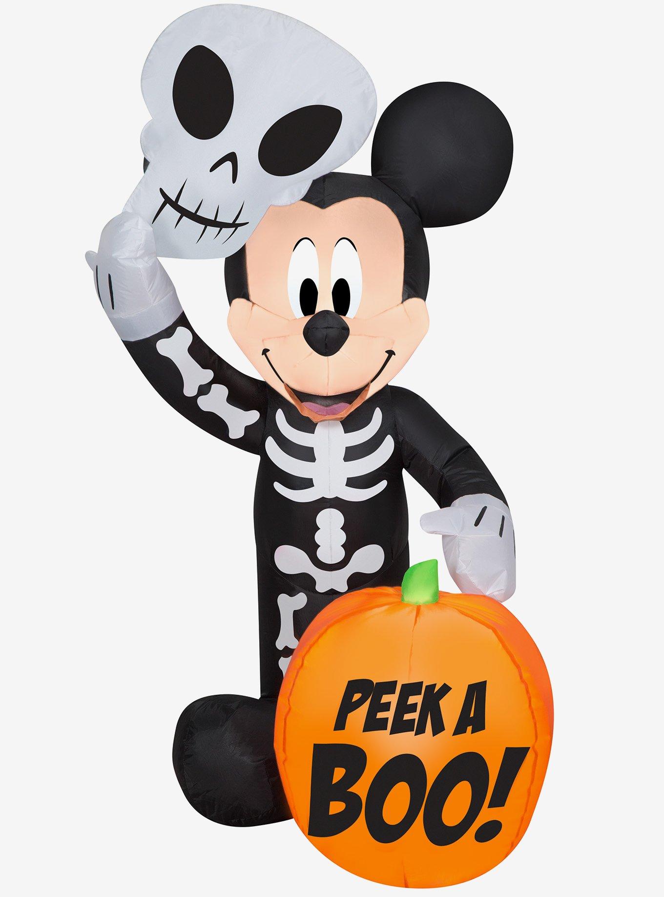 Disney Mickey Mouse Skeleton Pumpkin Inflatable Decor, , hi-res