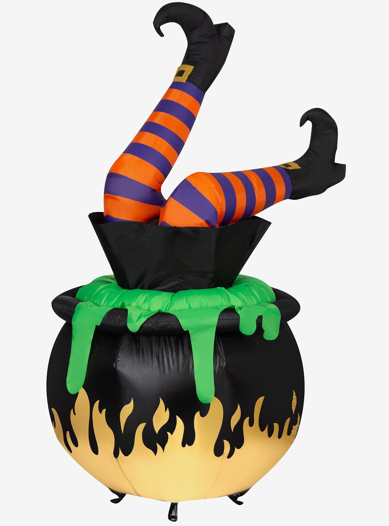 Animated Kicking Witch Legs in Cauldron Inflatable Decor, , hi-res