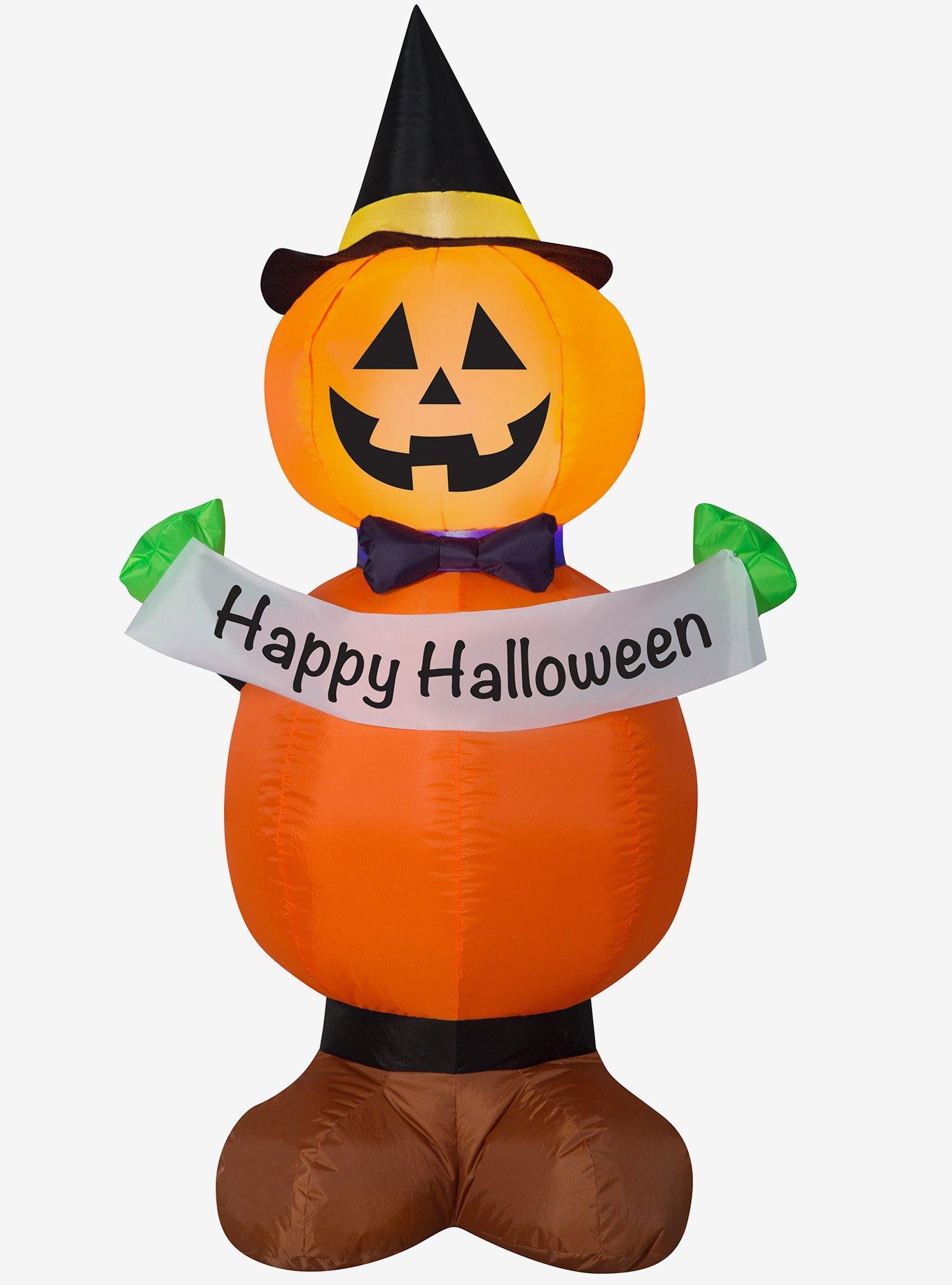 Jack-O'-Lantern Stack with Banner Inflatable Decor, , hi-res