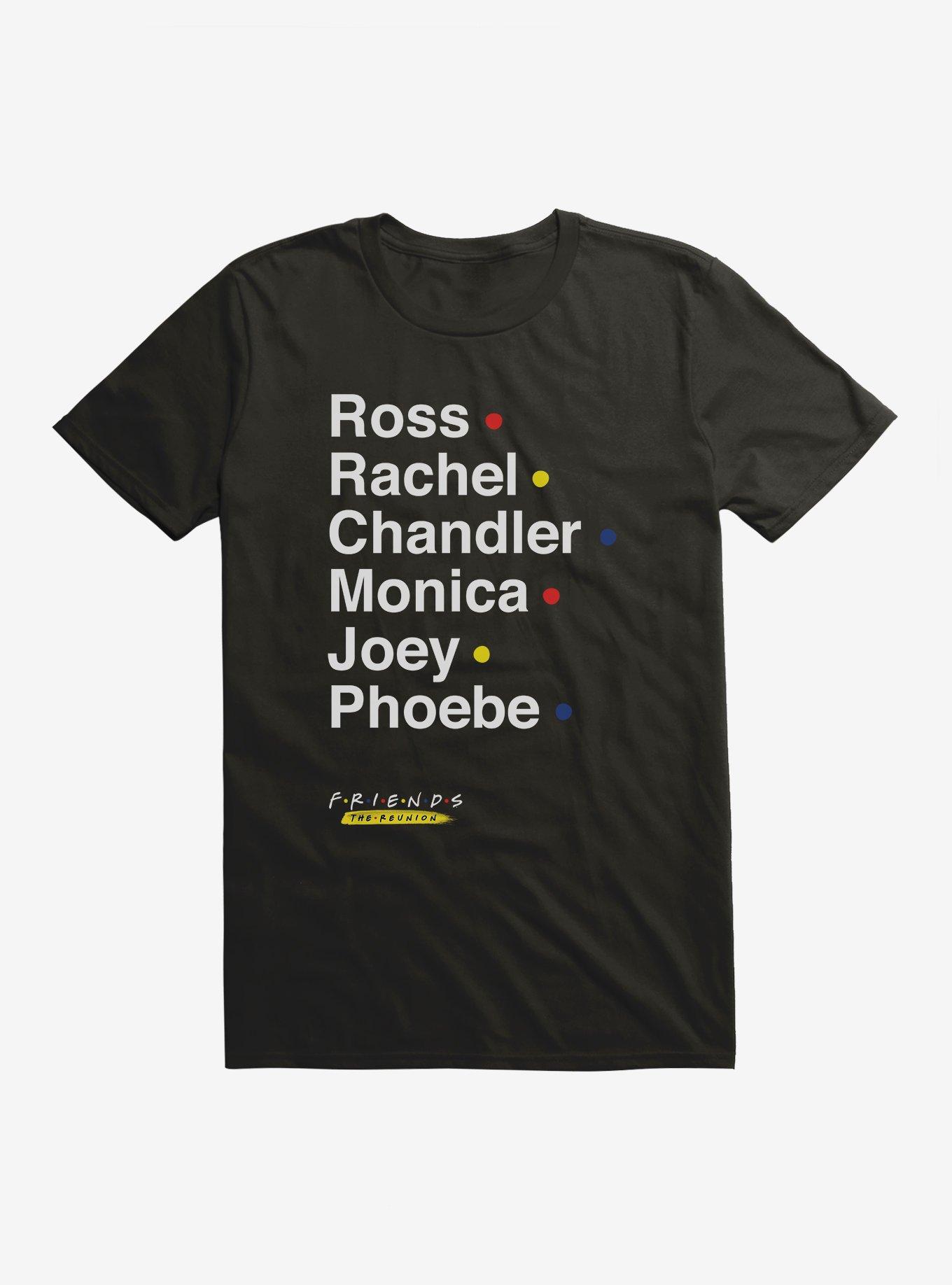 Friends Character Names List T-Shirt, BLACK, hi-res