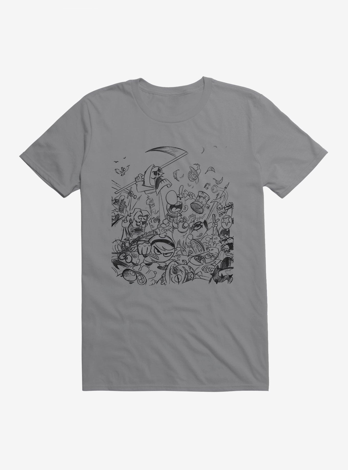 Grim Adventures Of Billy And Mandy Sketch Art T-Shirt, STORM GREY, hi-res