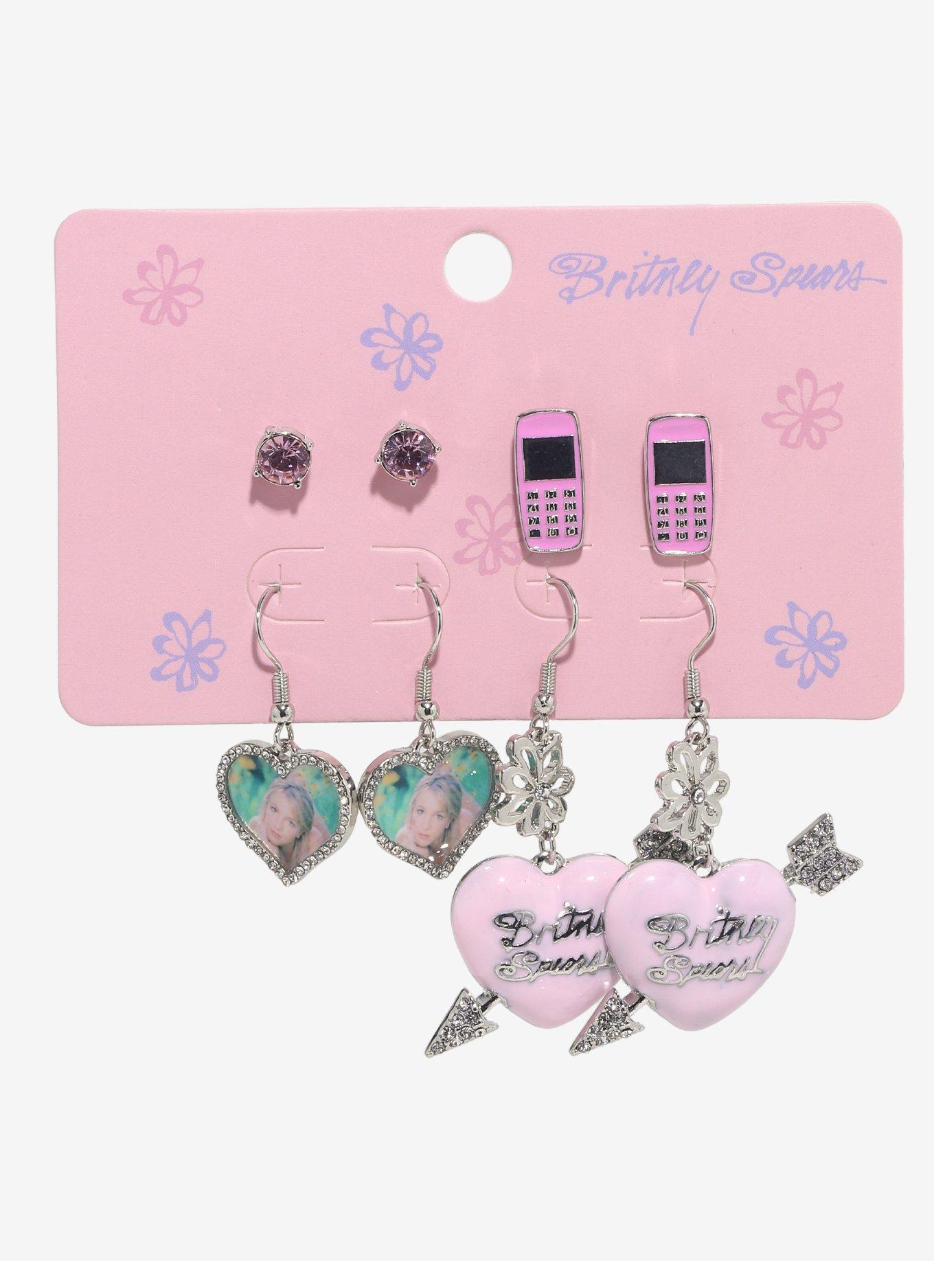 Britney Spears Heart Cell Phone Earring Set, , hi-res
