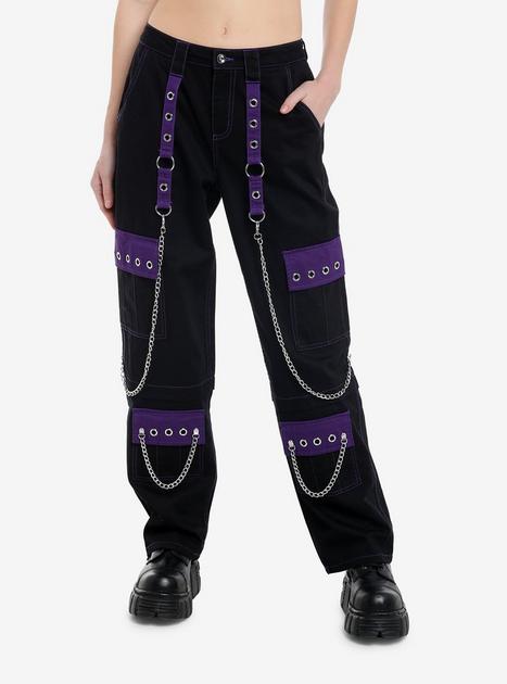 Black & Purple Grommet Strap Carpenter Pants | Hot Topic