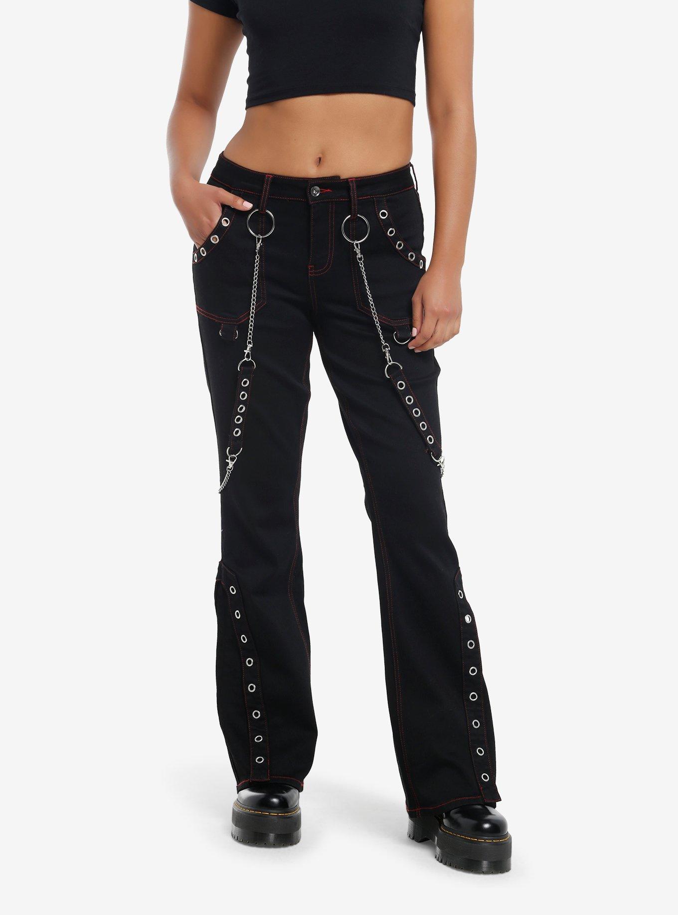 Red Stitch Grommet Suspender Low-Rise Jeans, , hi-res