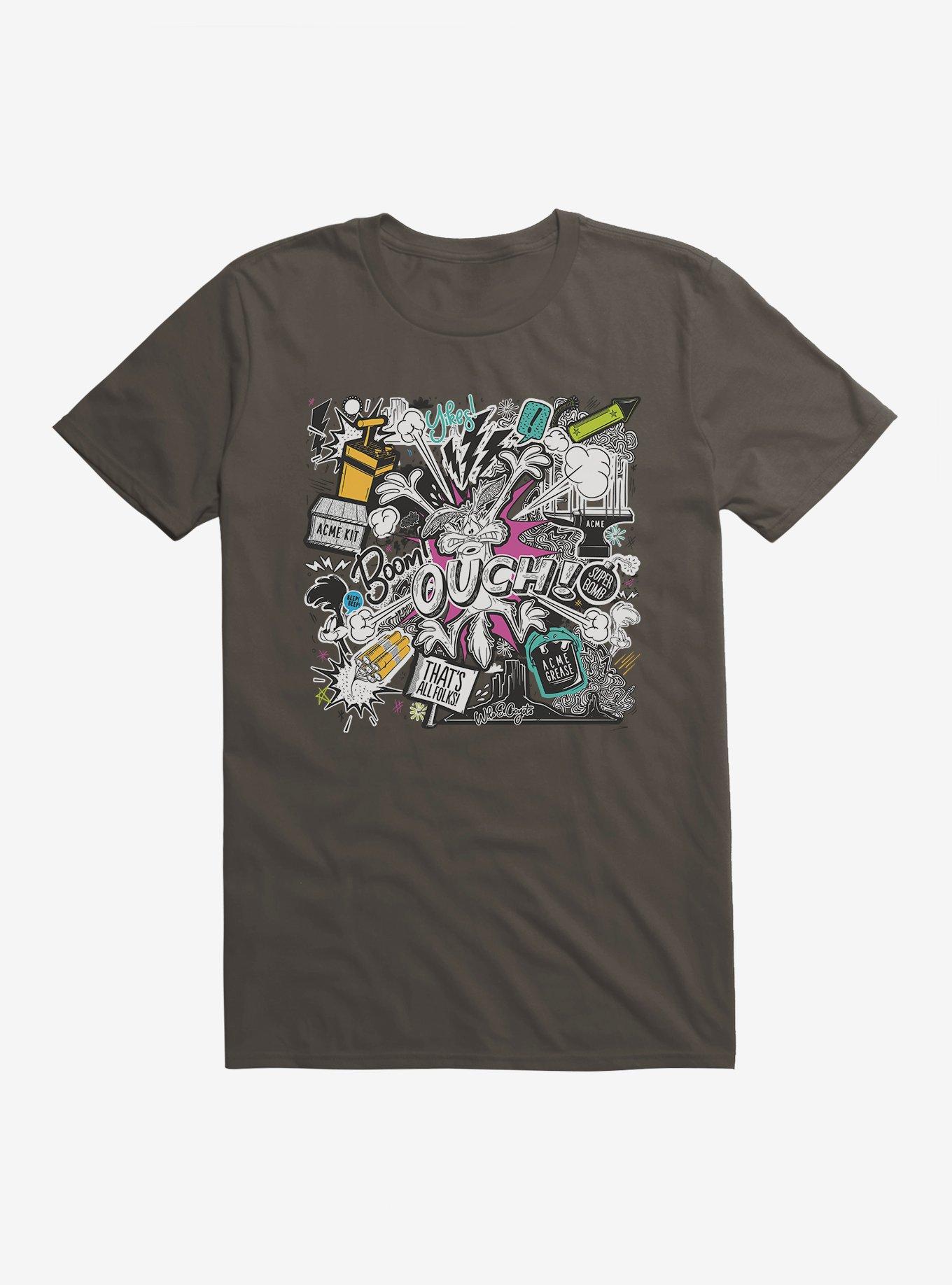 Looney Tunes Wile E. Coyote Ouch Doodle T-Shirt, SMOKE, hi-res