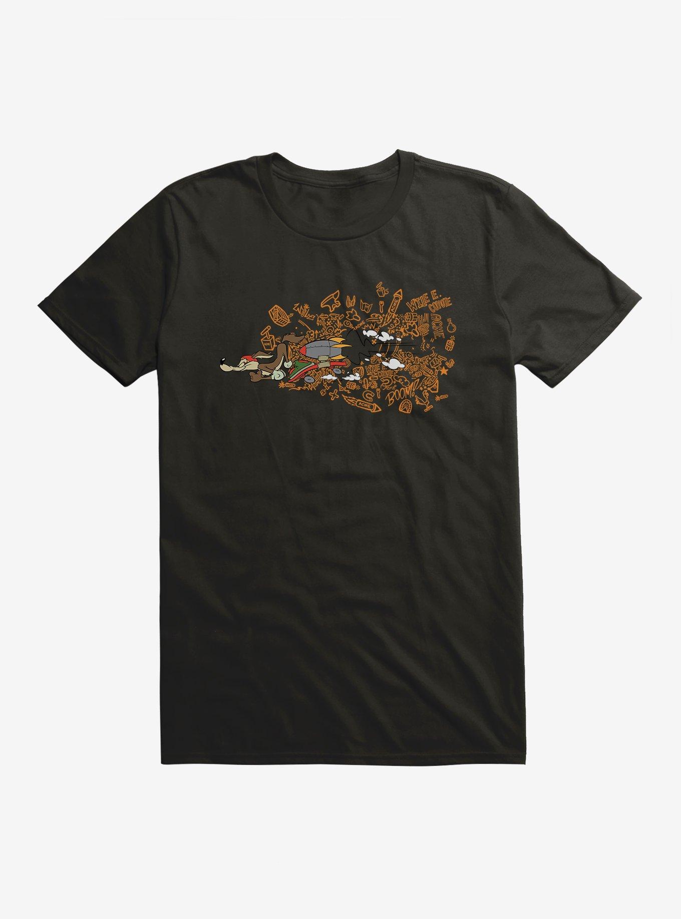 Looney Tunes Wile E. Coyote Rocket Skateboard T-Shirt, BLACK, hi-res