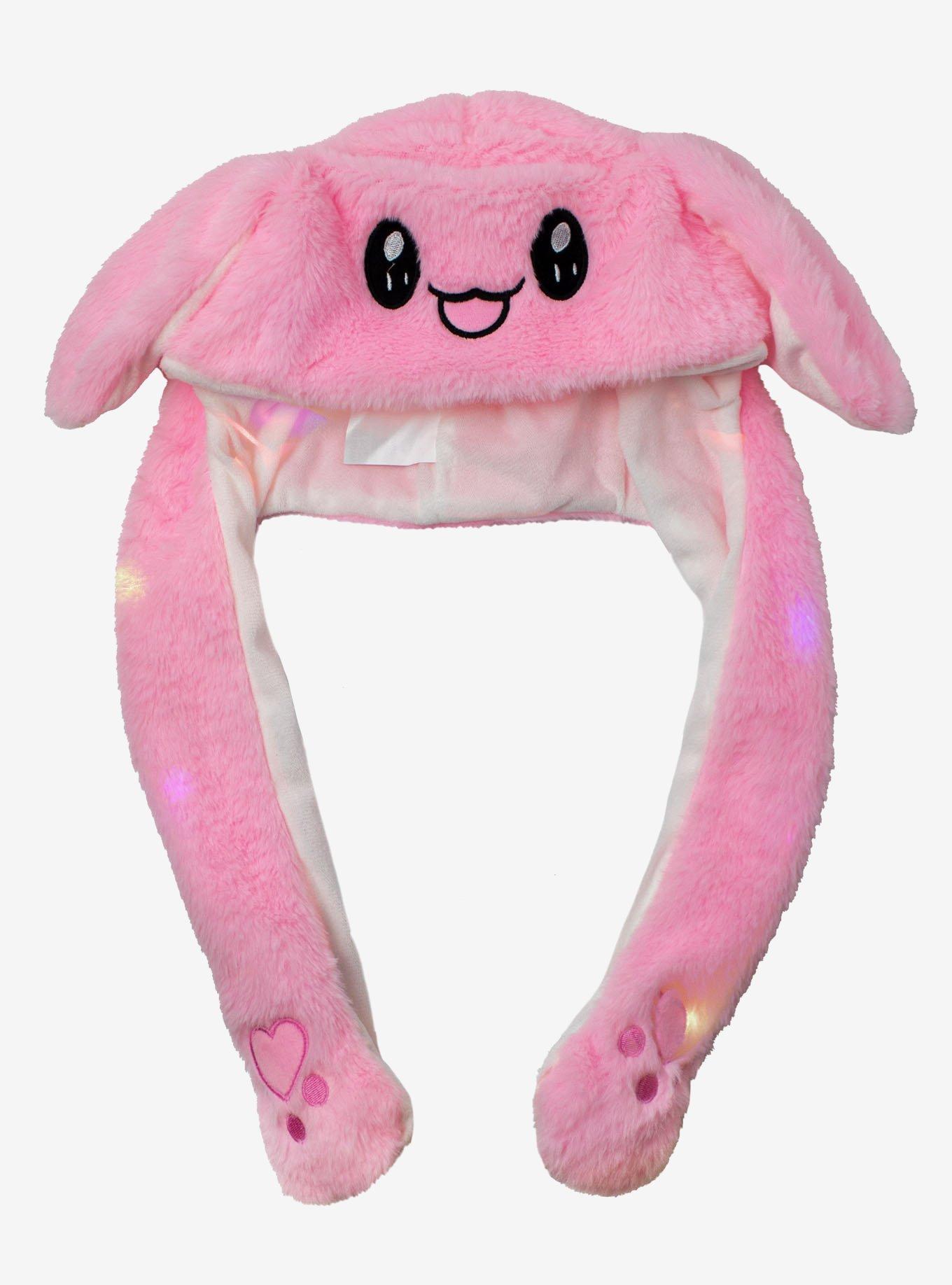 Pink Kawaii Bunny Tassel Beanie With Light-Up Ears, , hi-res
