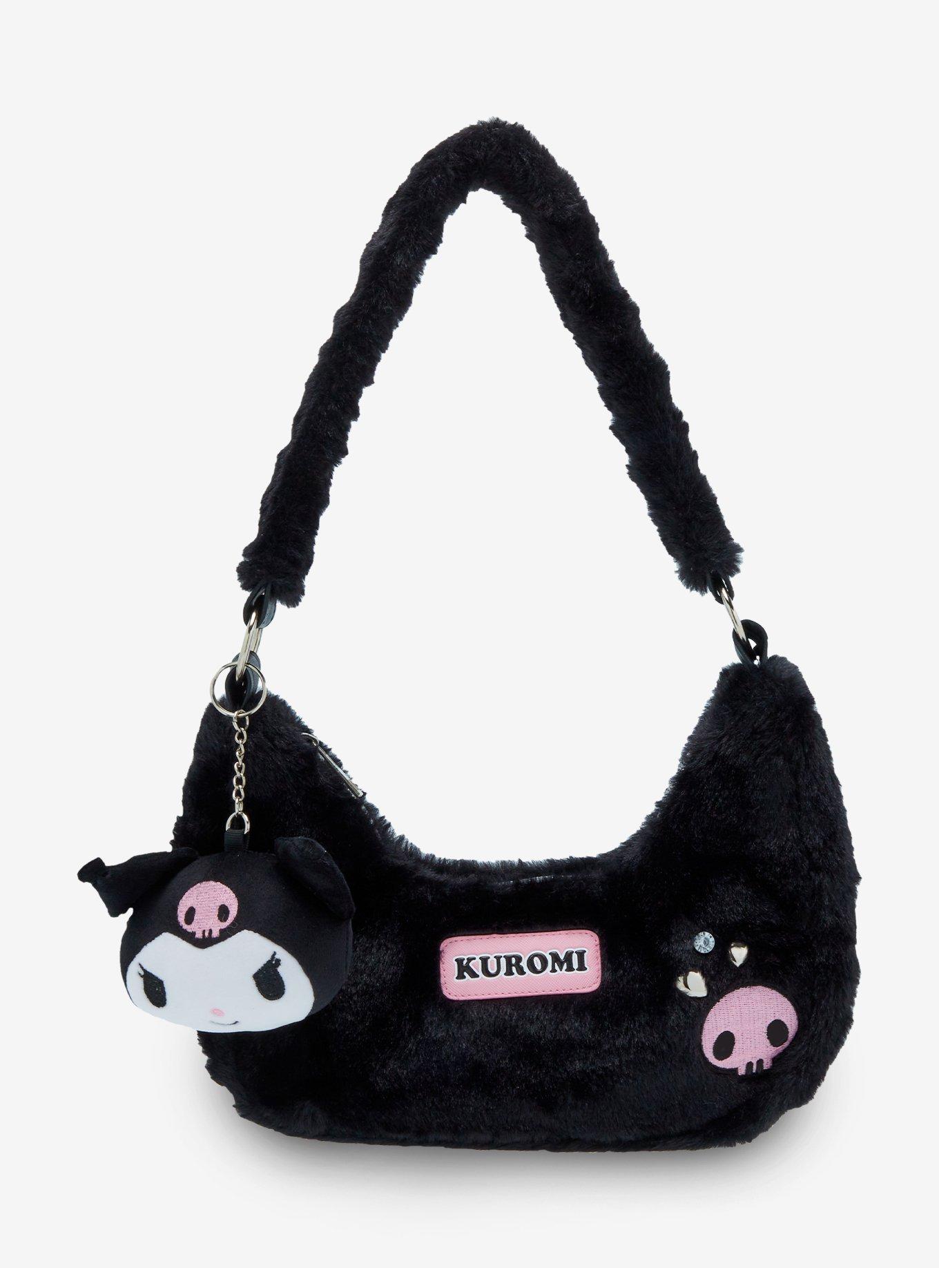 Kuromi Fuzzy Shoulder Bag, , hi-res