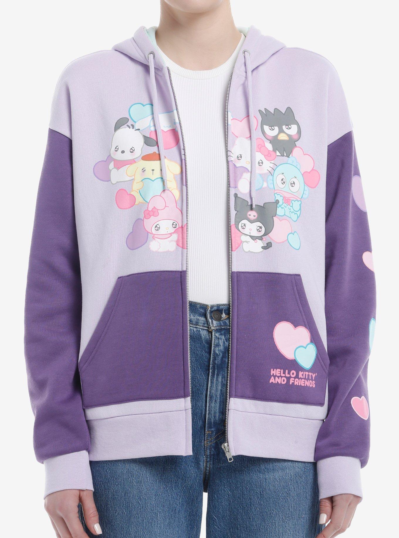 Hello Kitty And Friends Hearts Color-Block Girls Hoodie, , hi-res