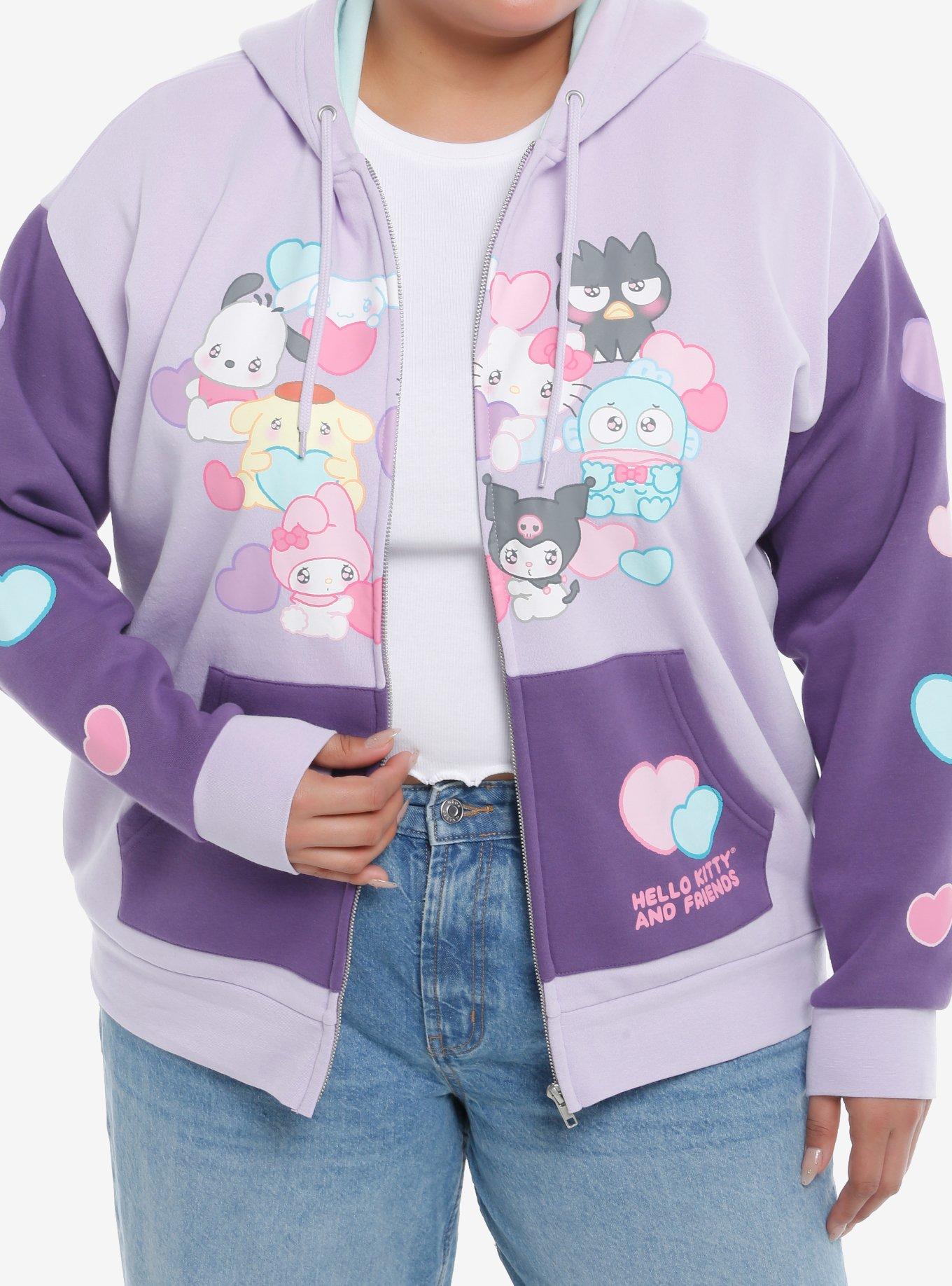 Hello Kitty And Friends Hearts Color-Block Girls Hoodie Plus Size, , hi-res