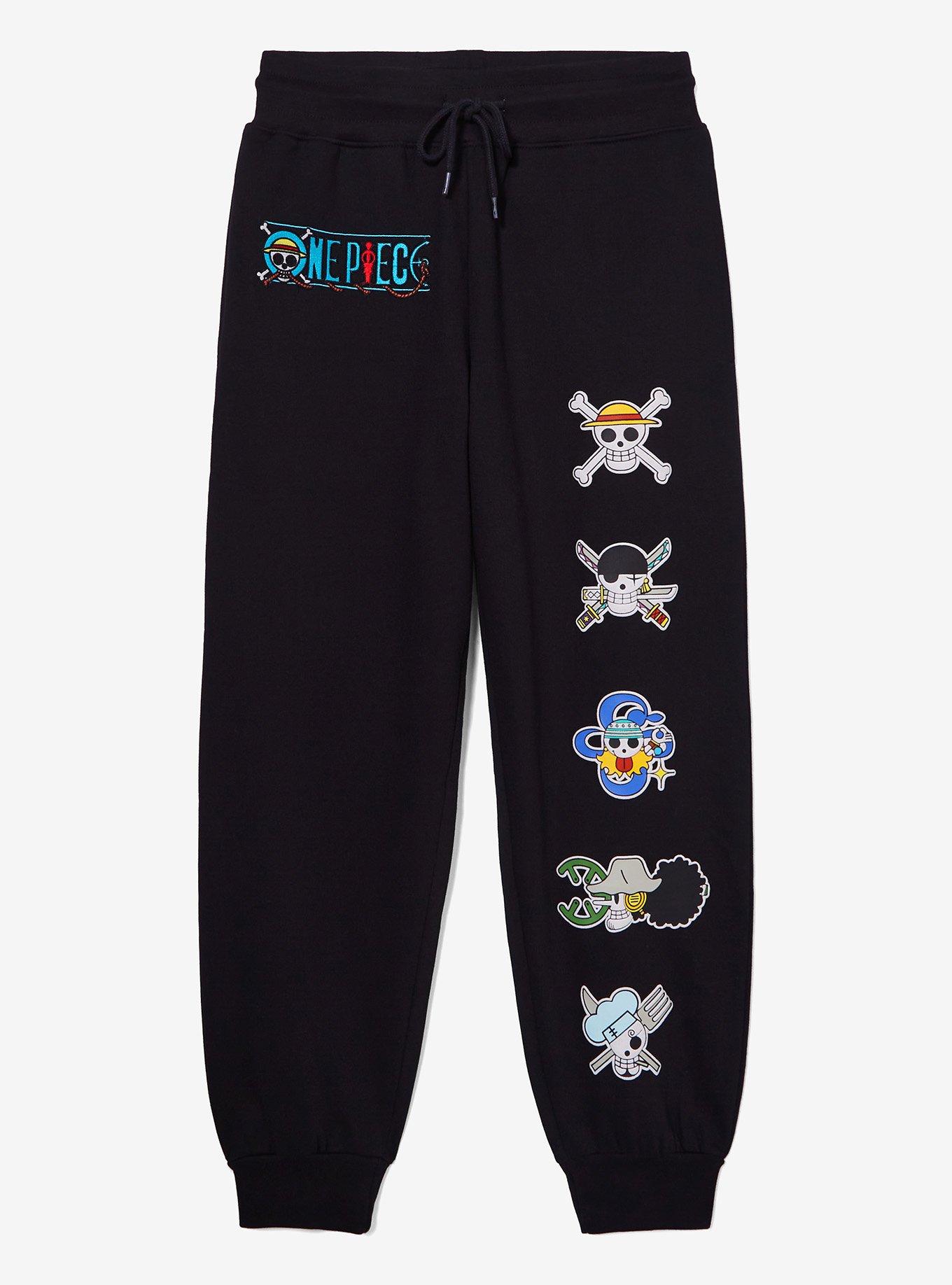 One Piece Jolly Roger Puff Print Joggers — BoxLunch Exclusive, , hi-res