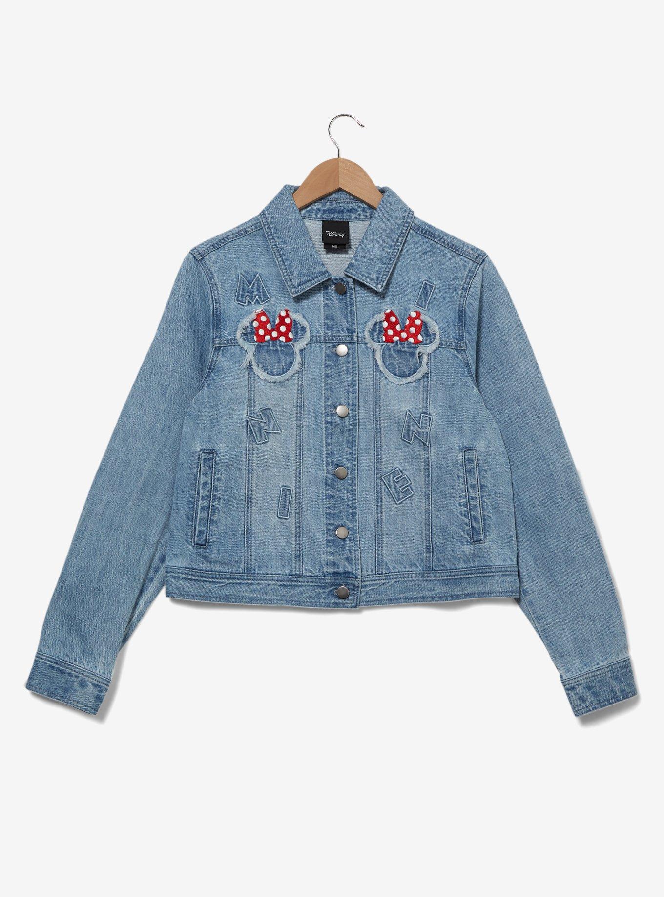 Disney Minnie Mouse Silhouette Women's Cropped Denim Jacket - BoxLunch Exclusive, , hi-res