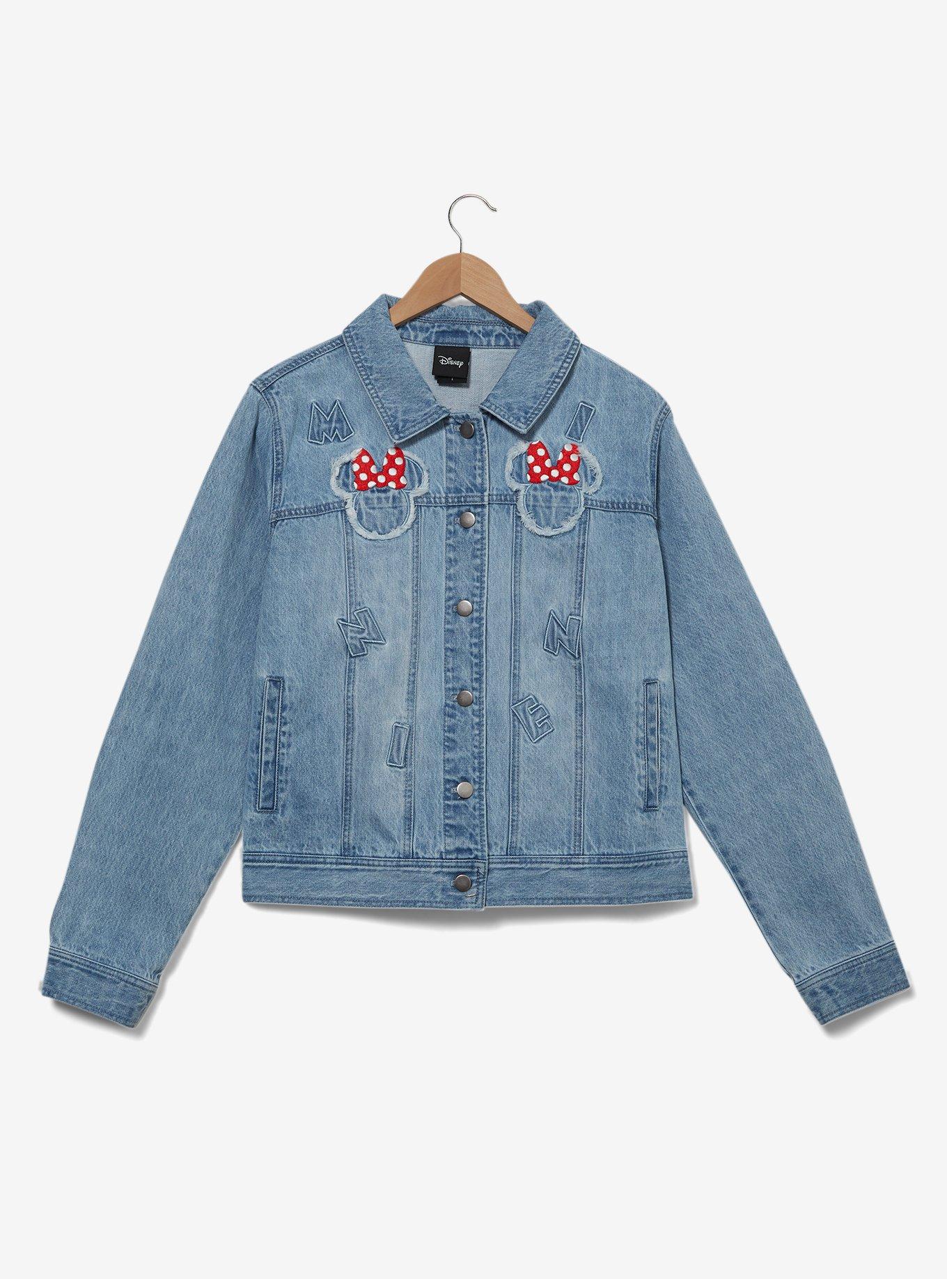 Disney Minnie Mouse Silhouette Women's Plus Size Cropped Denim Jacket - BoxLunch Exclusive, , hi-res