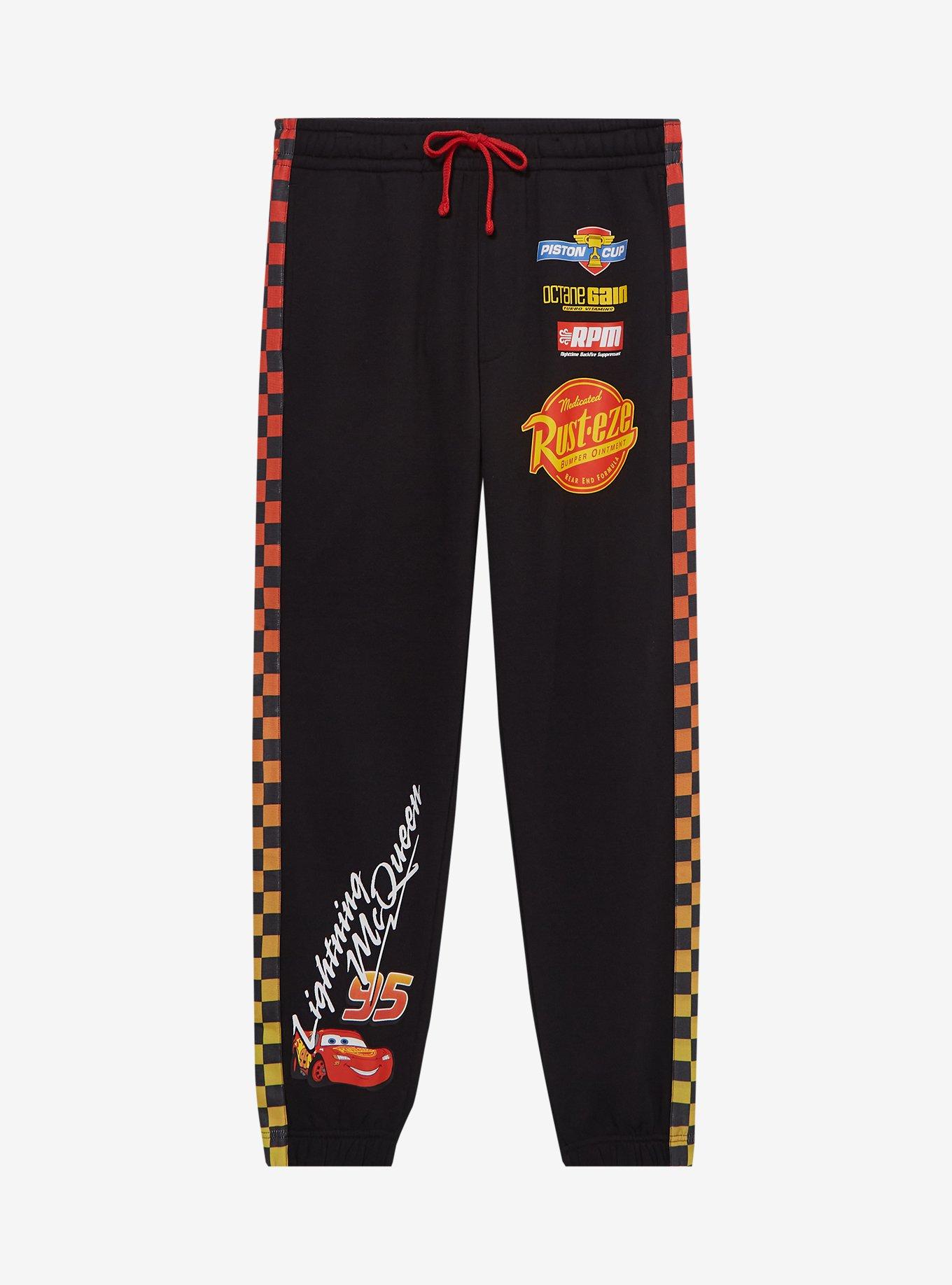 Disney Pixar Cars Lightning McQueen Checkered Joggers - BoxLunch Exclusive, BLACK, hi-res