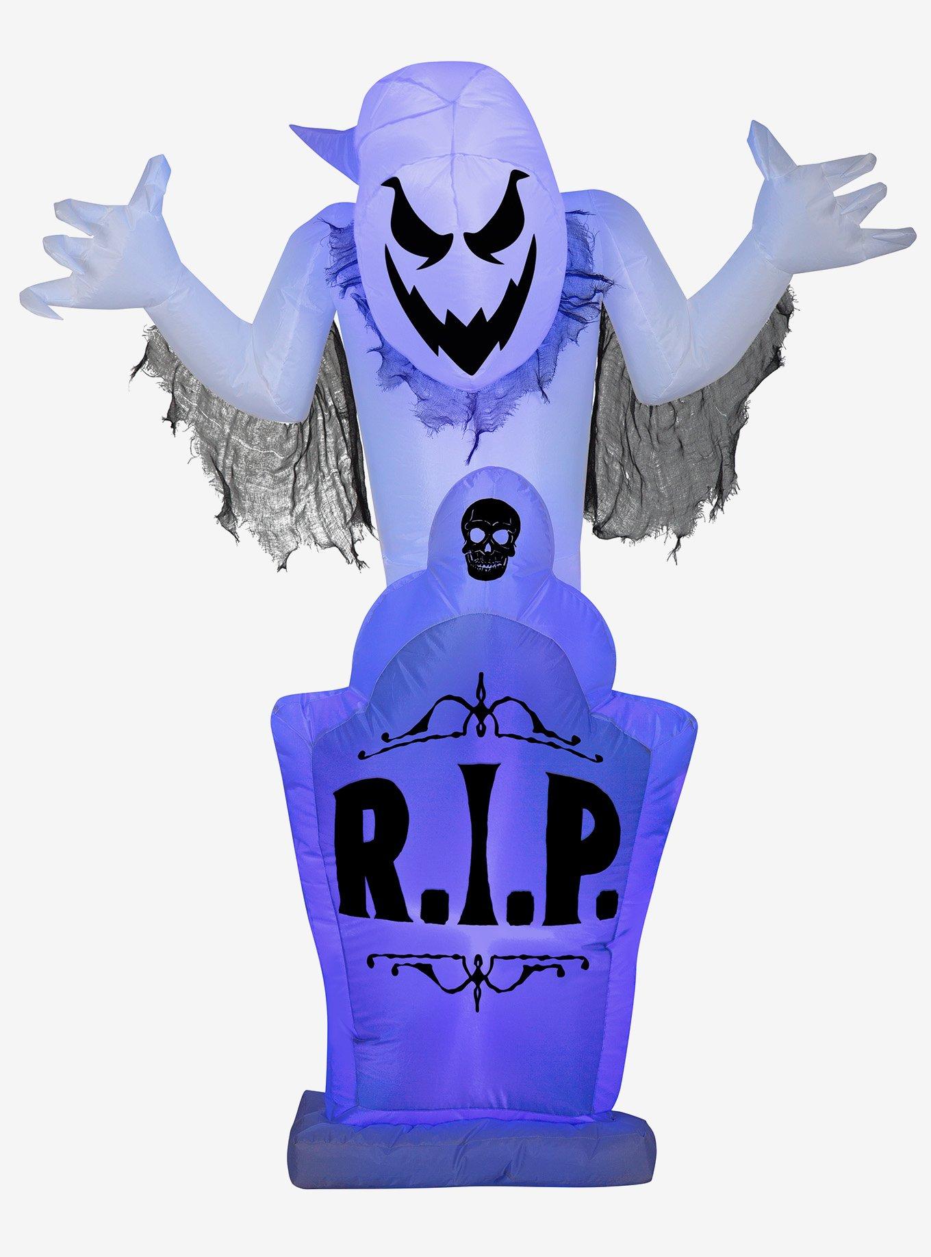 Ghost Tombstone with Flickering Lights Inflatable Decor, , hi-res