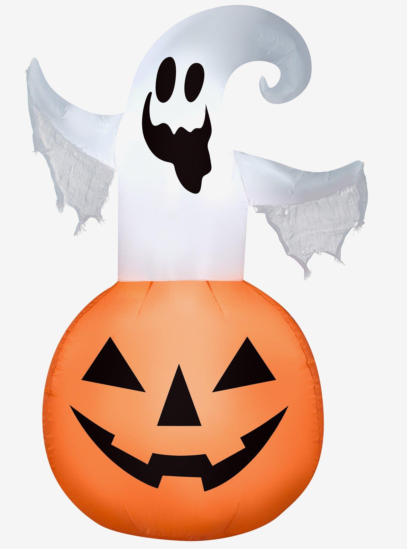 Ghost On Jack-O'-Lantern Inflatable Decor, , hi-res