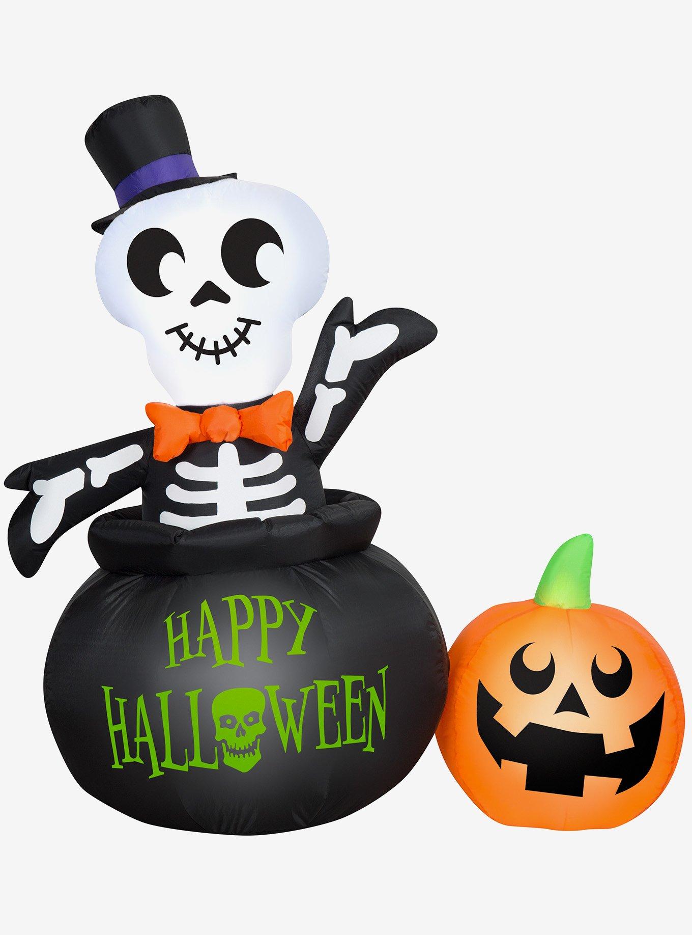 Skeleton in Cauldron Inflatable Decor