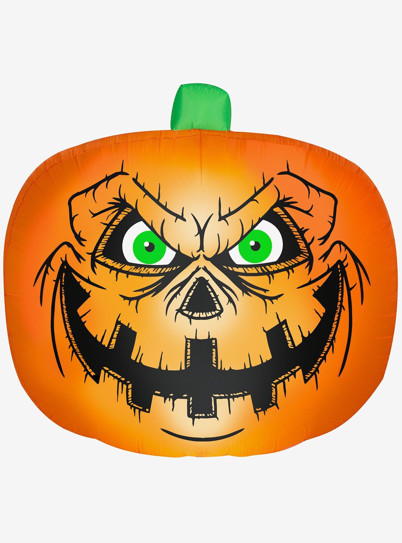 Flat Jack-O'-Lantern Creepy Face Inflatable Decor, , hi-res