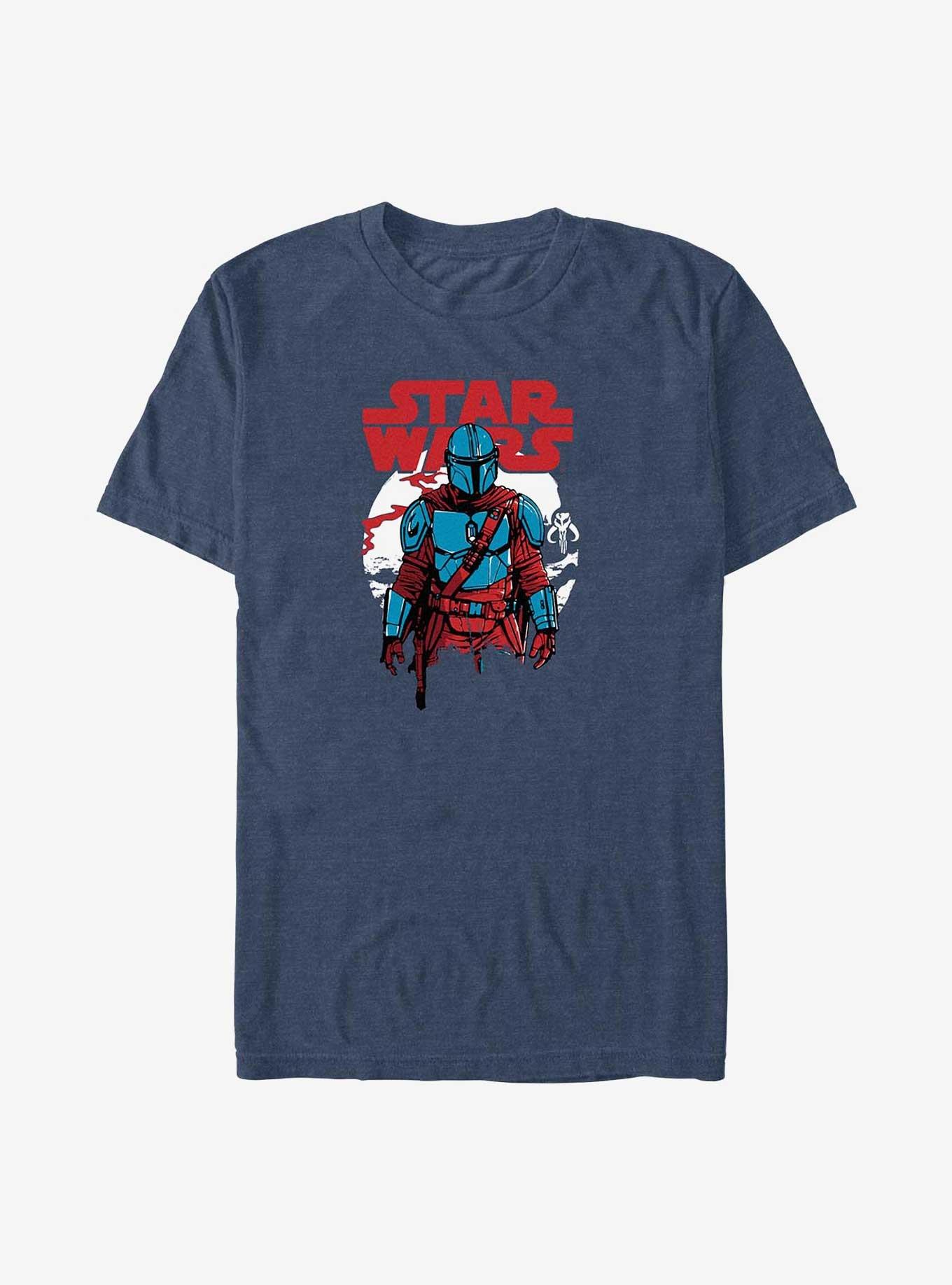 Star Wars The Mandalorian Heart Of A Warrior Big & Tall T-Shirt, NAVY HTR, hi-res