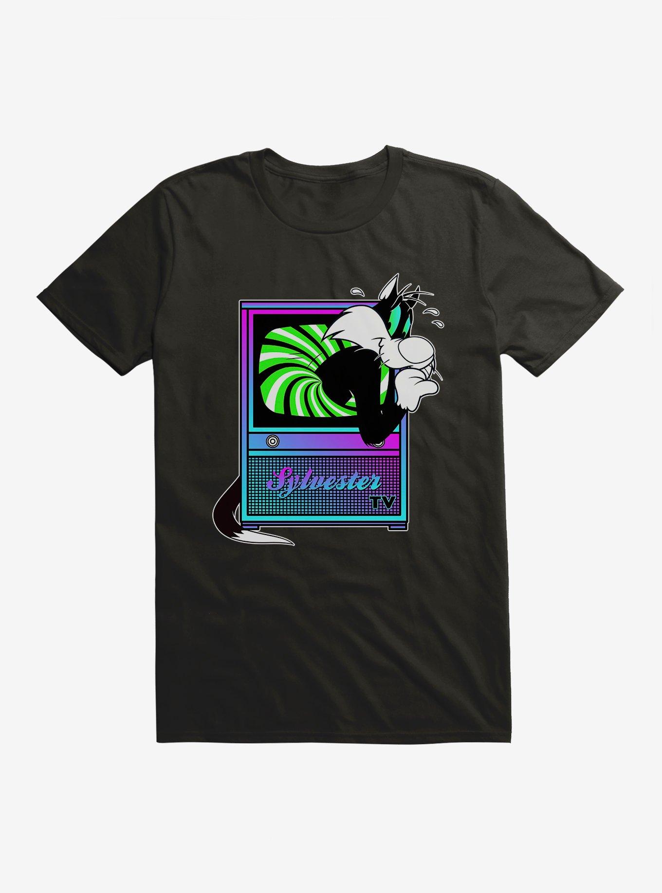 Looney Tunes Sylvester Cat Card T-Shirt, BLACK, hi-res