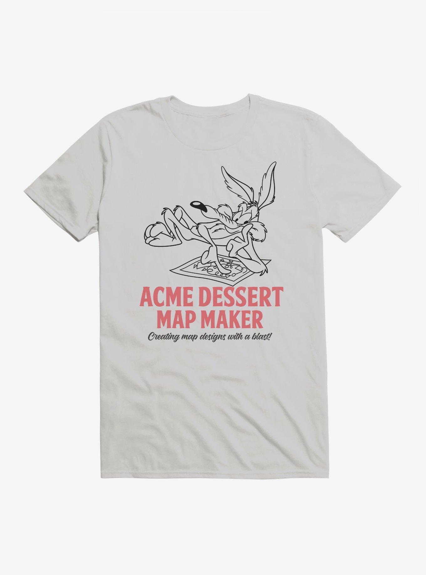 Looney Tunes Wile E. Coyote Acme Dessert Map Maker T-Shirt, ICE GREY, hi-res