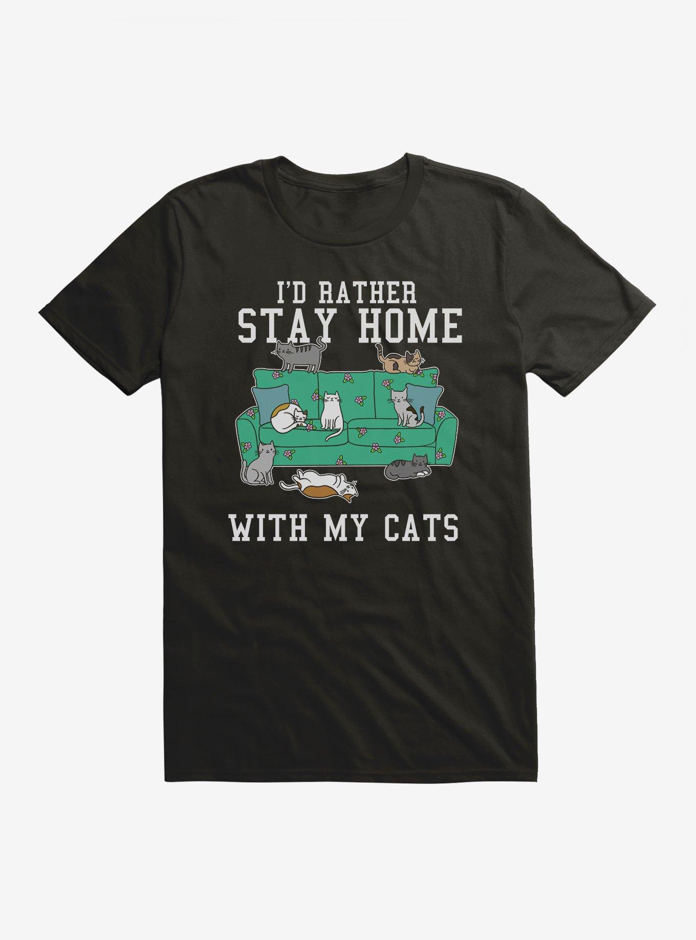 I'd Rather Stay Home With My Cats T-Shirt, , hi-res