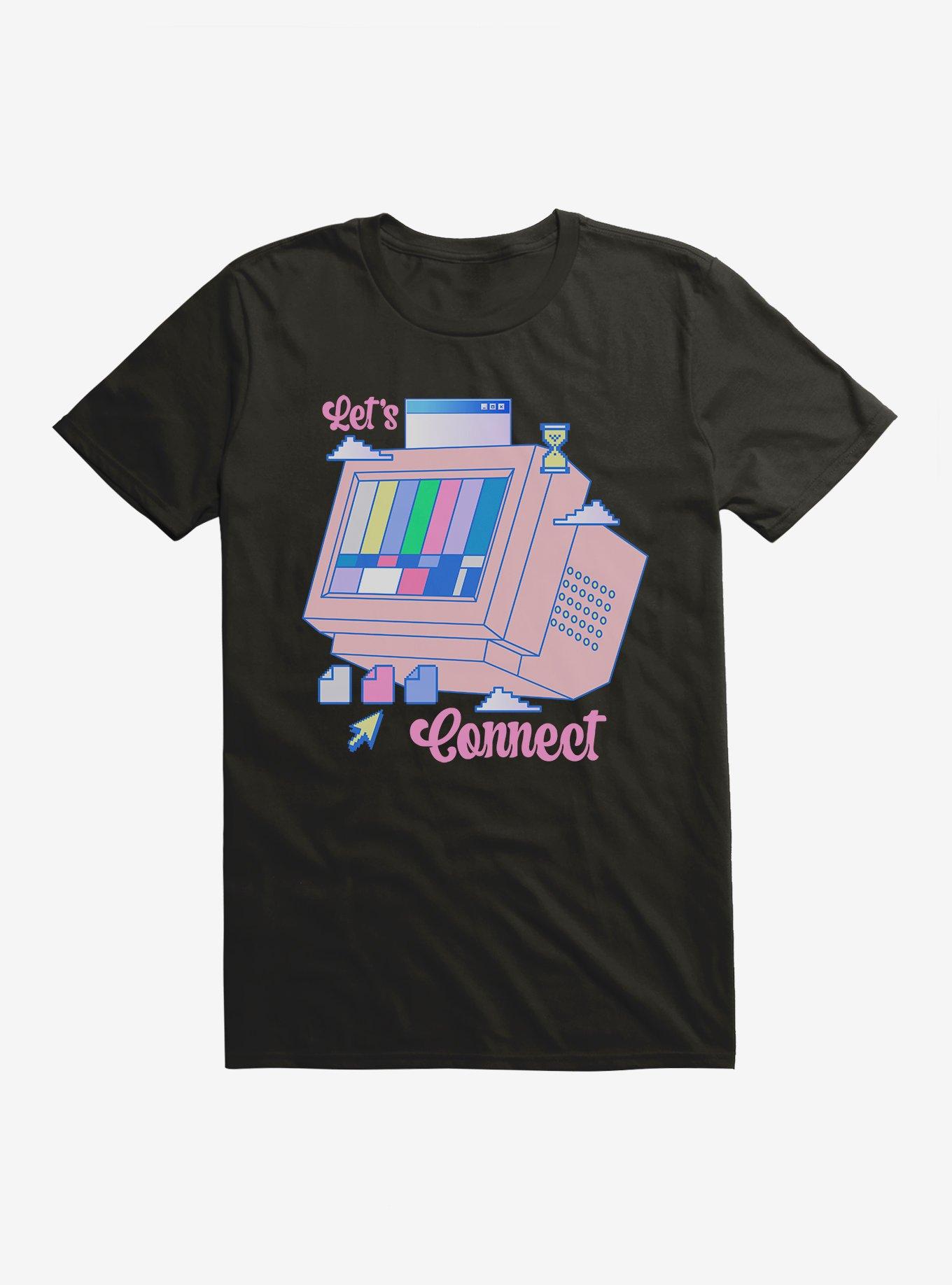 Vaporwave Let's Connect T-Shirt, BLACK, hi-res