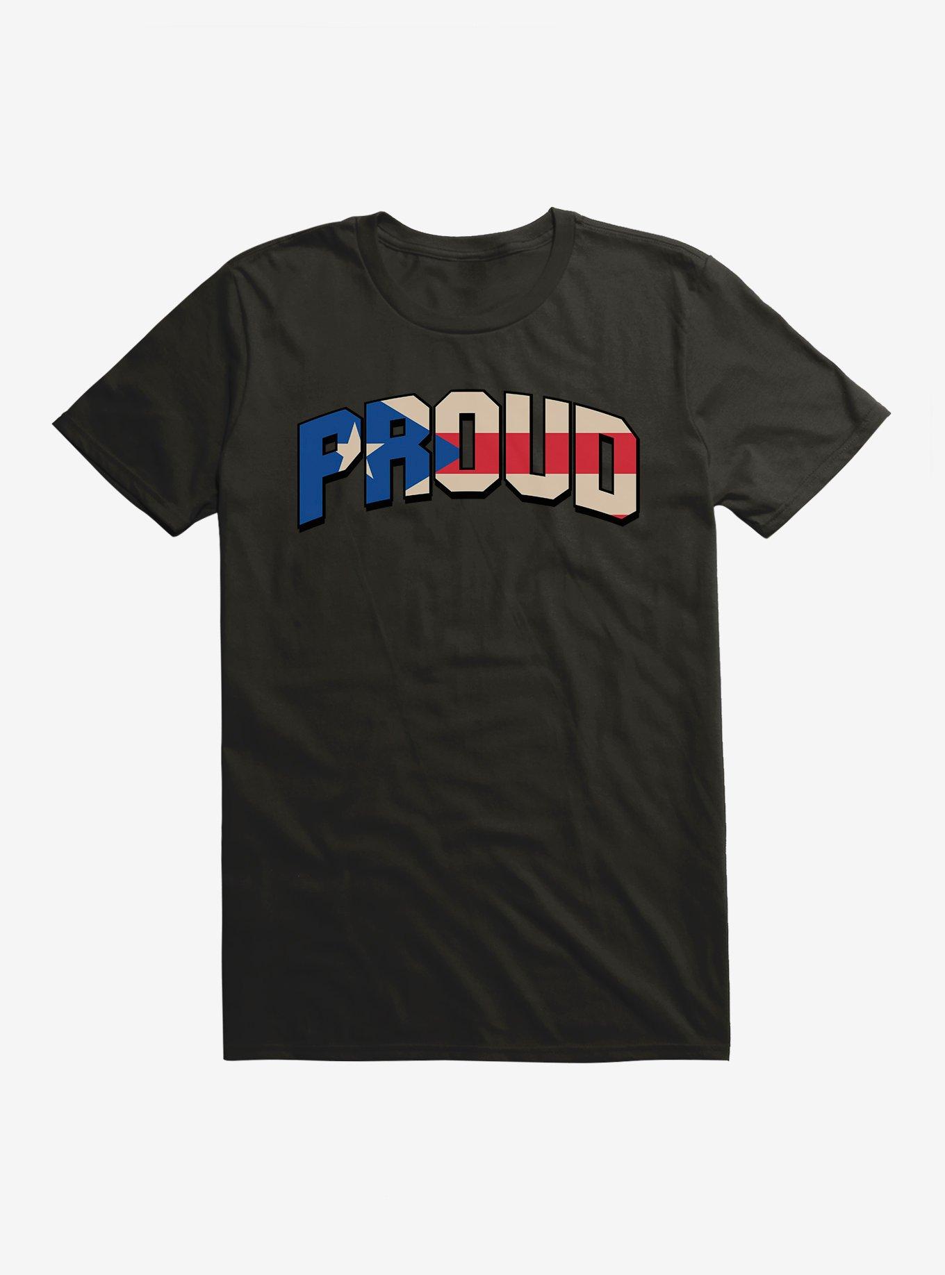 Puerto Rican And Proud Flag Script T-Shirt, BLACK, hi-res