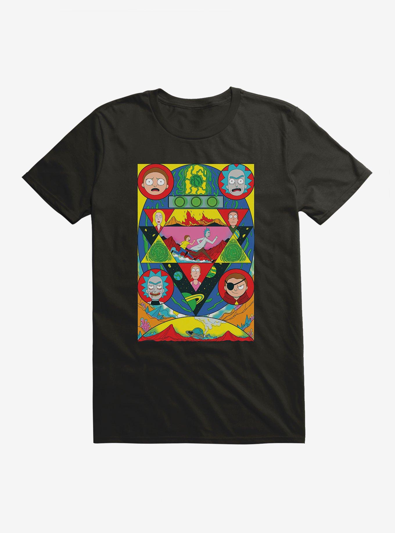 Rick And Morty Abstract Poster T-Shirt, BLACK, hi-res