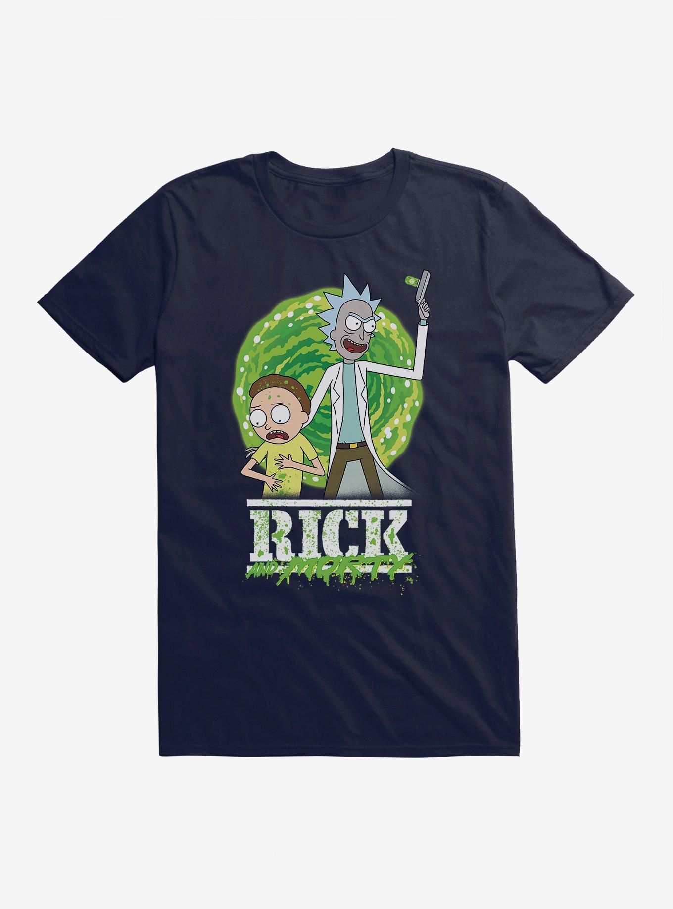 Rick And Morty Goo Splatter Logo T-Shirt, NAVY, hi-res