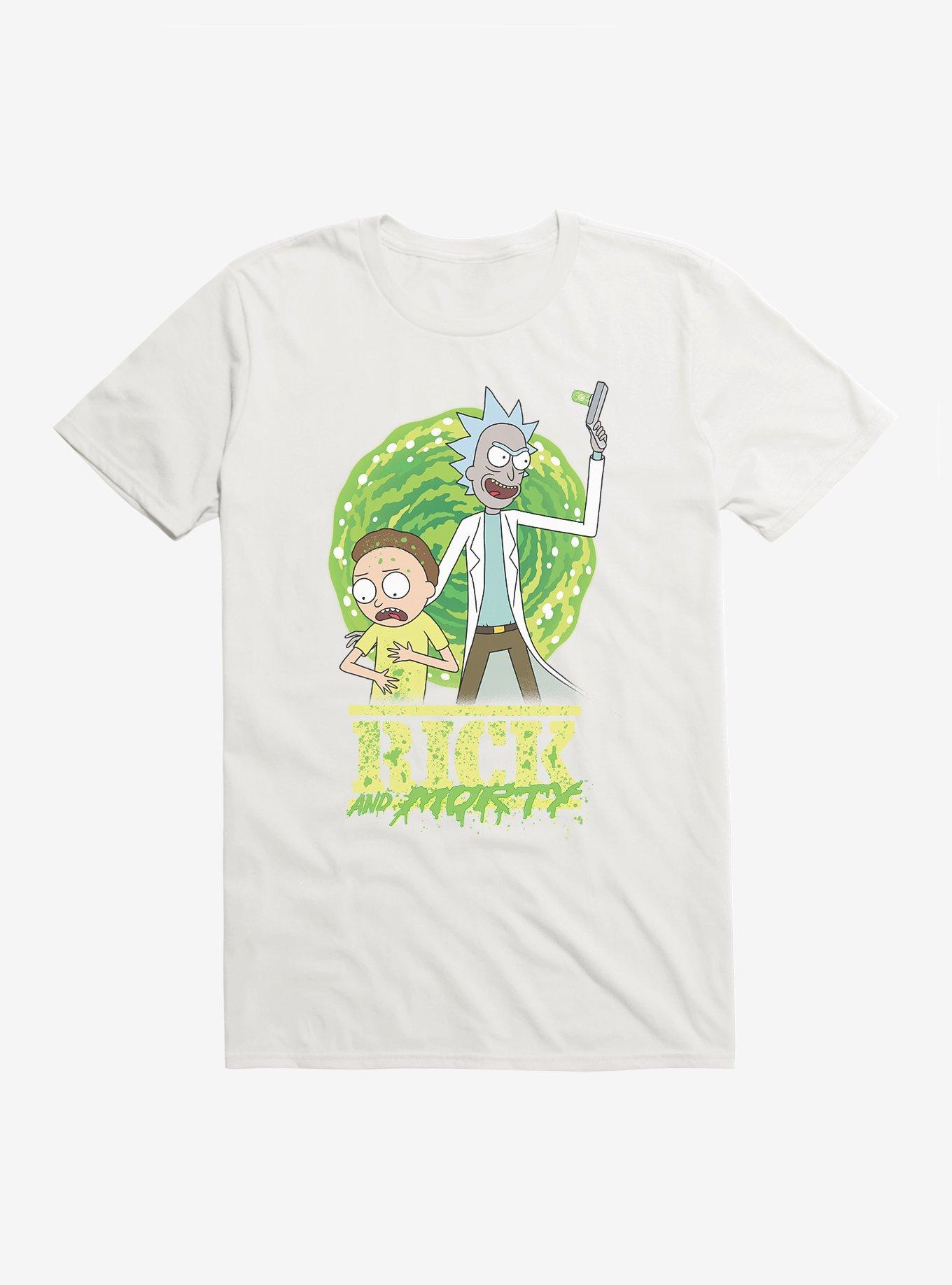 Rick And Morty Goo Splatter Logo T-Shirt, WHITE, hi-res