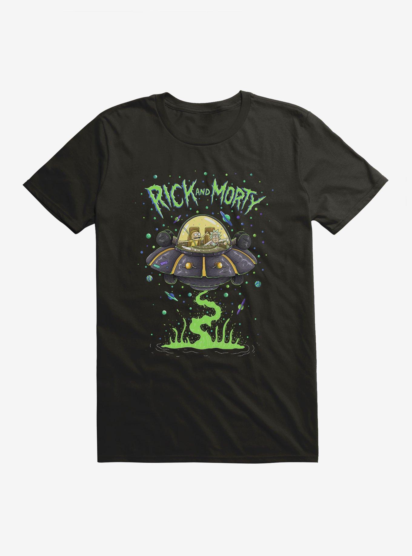 Rick And Morty The Space Cruiser Neon T-Shirt, BLACK, hi-res