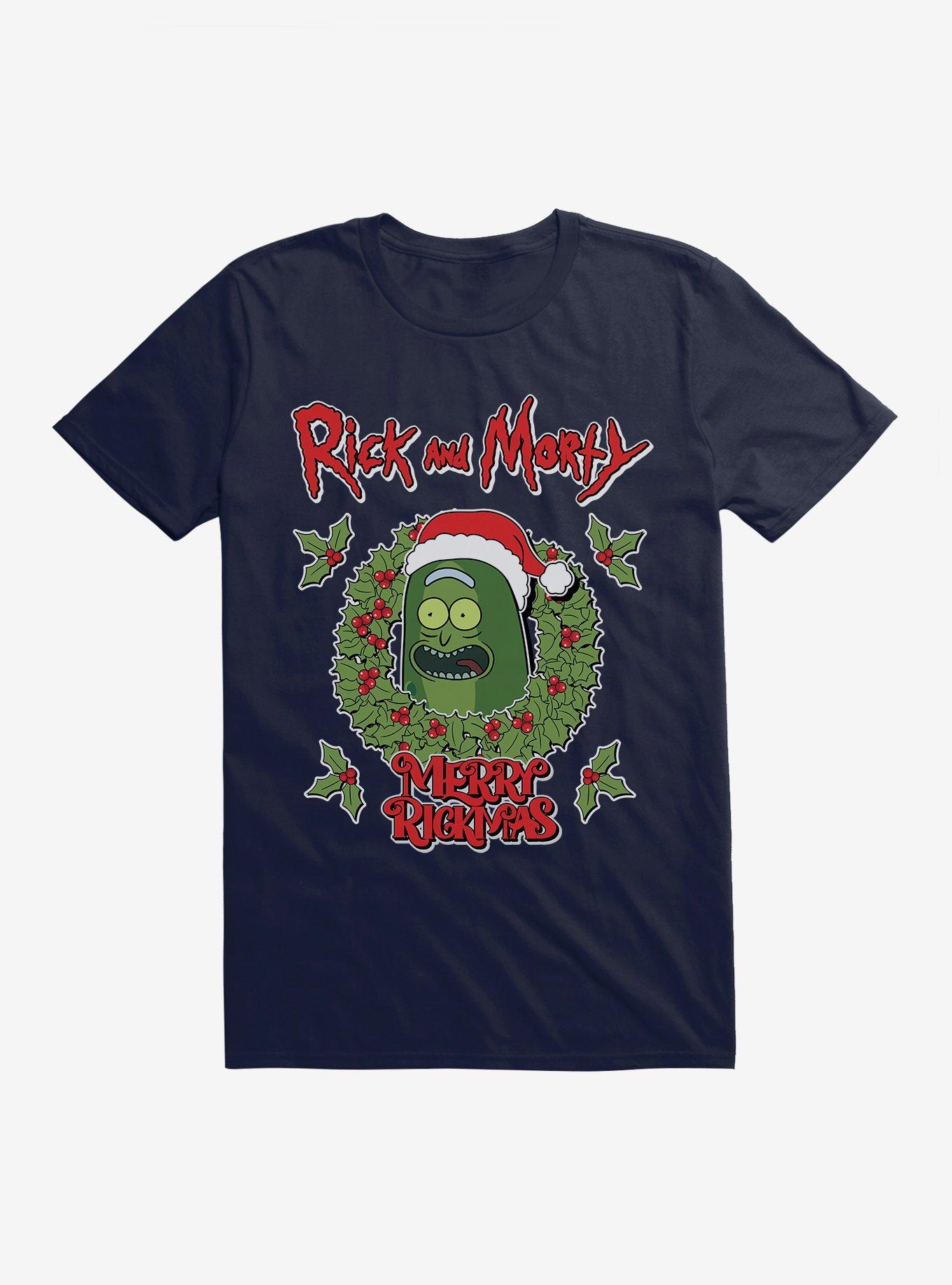 Rick & Morty Pickle Rick Merry Rickmas T-Shirt, NAVY, hi-res