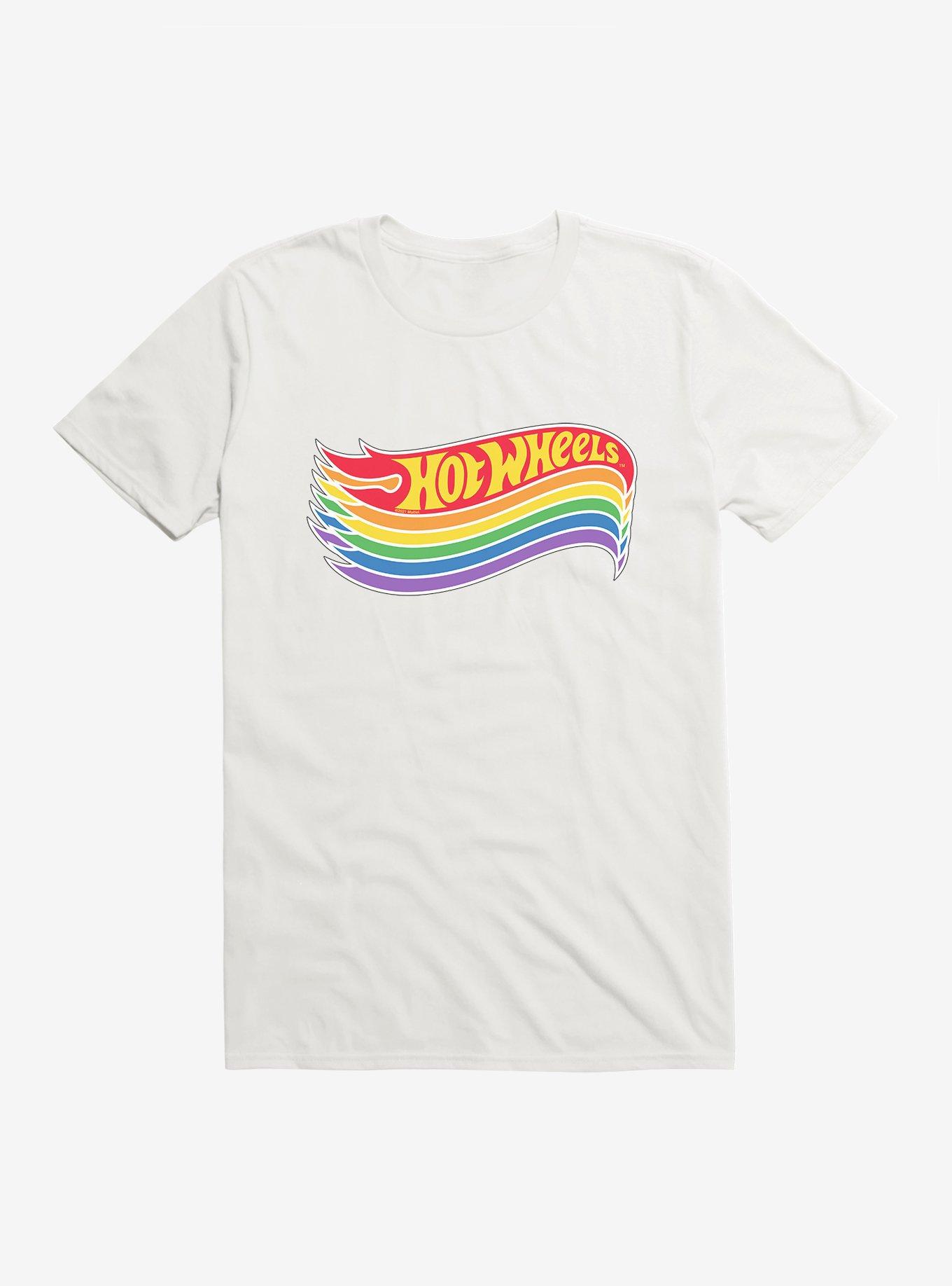 Hot Wheels Pride Rainbow Stacked Logo T-Shirt, WHITE, hi-res