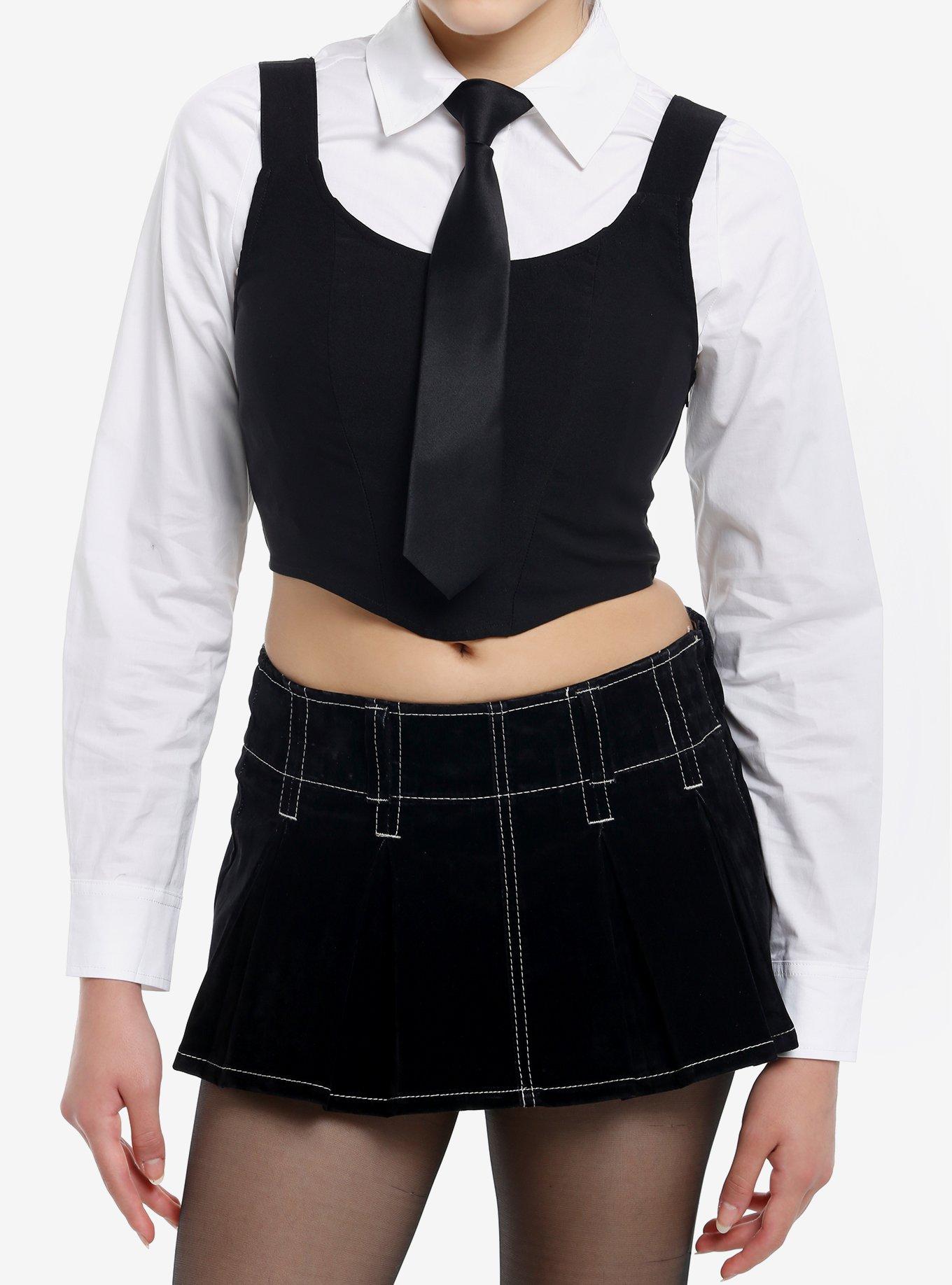 Cosmic Aura Vest & Tie Girls Long-Sleeve Button-Up Top, , hi-res