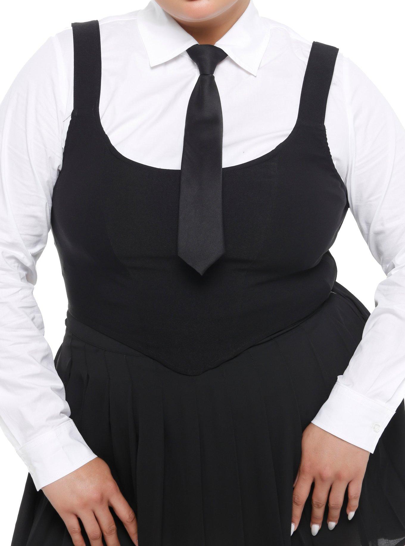 Cosmic Aura Vest & Tie Girls Long-Sleeve Button-Up Top Plus Size, BLACK, hi-res