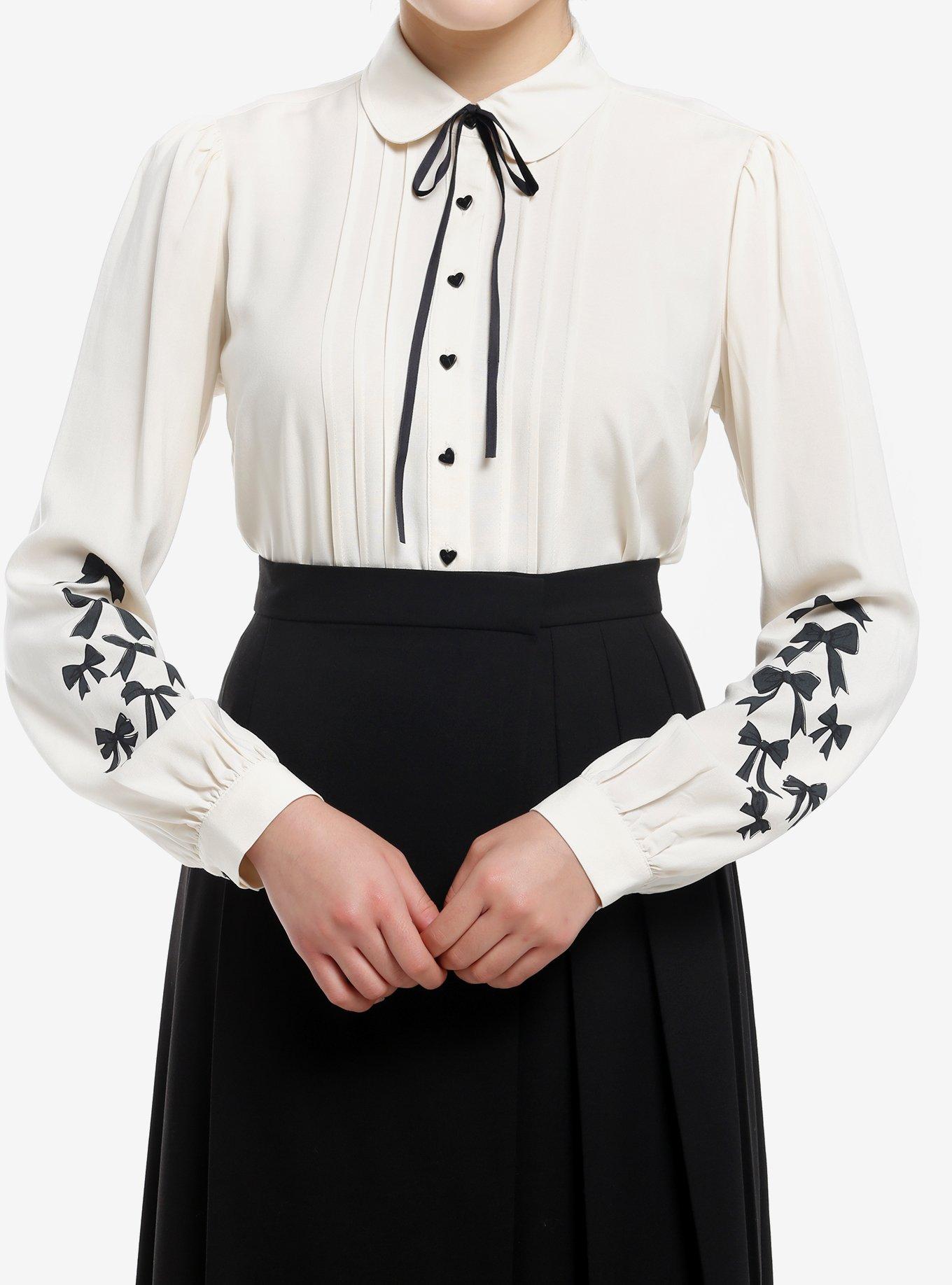 Sweet Society Black Ribbon Woven Girls Long-Sleeve Top, , hi-res