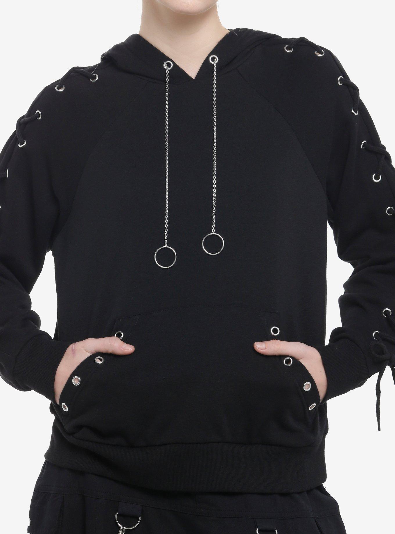 Social Collision Black Hardware Girls Hoodie, , hi-res