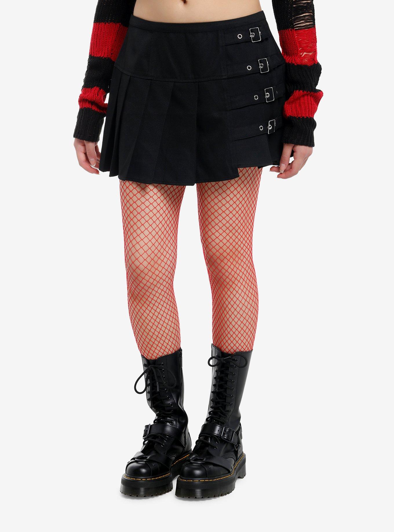 Social Collision Black Side Buckle Mini Skirt, , hi-res