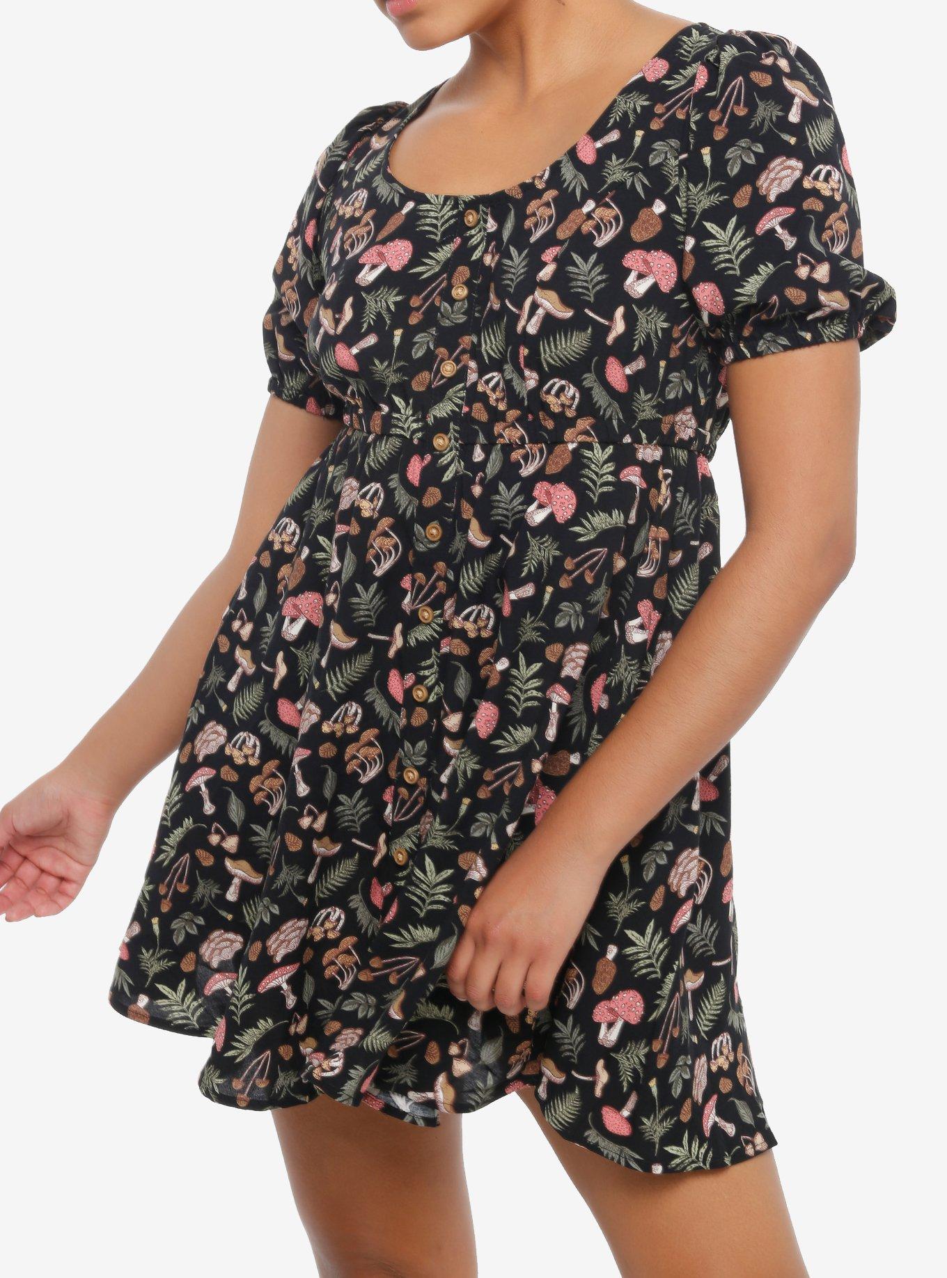 Thorn & Fable Mushroom Foliage Babydoll Dress, , hi-res