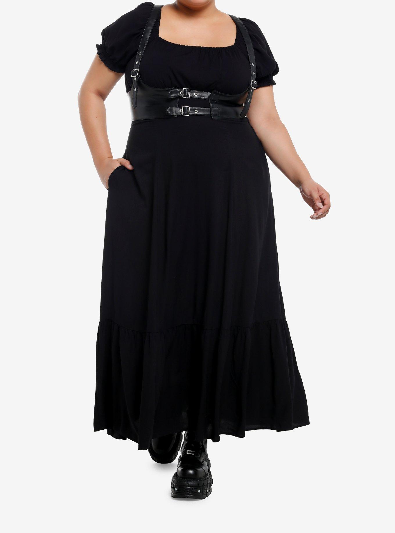 Thorn & Fable Faux Leather Harness Maxi Dress Plus Size, , hi-res