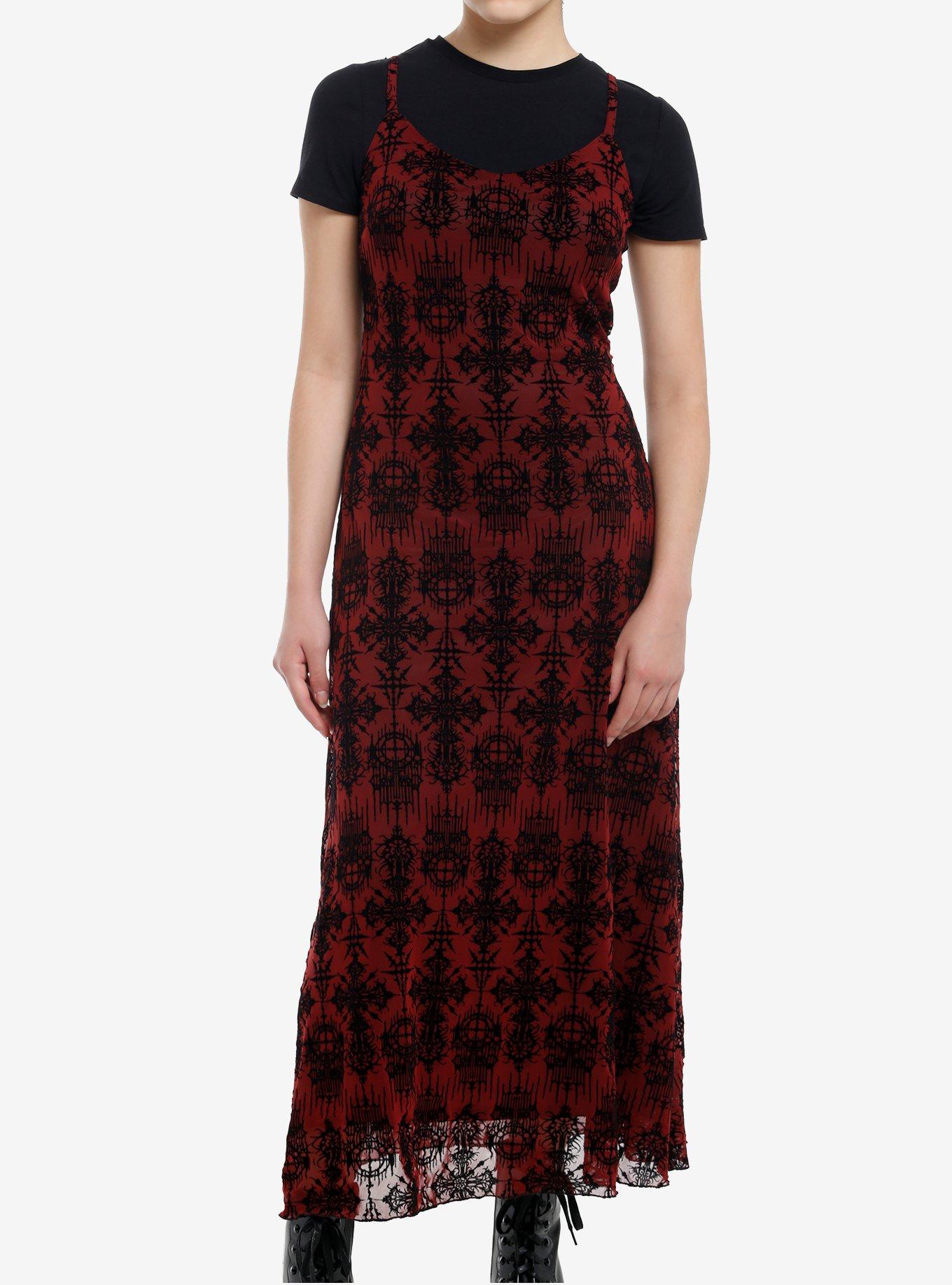 Cosmic Aura Goth Ornate Twofer Maxi Dress, , hi-res