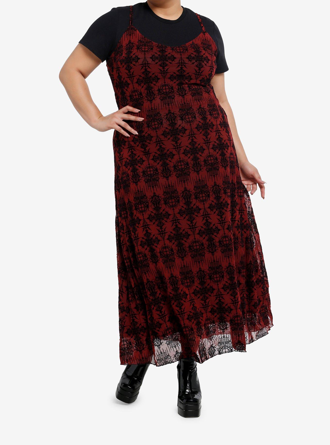Cosmic Aura Goth Ornate Twofer Maxi Dress Plus Size, , hi-res